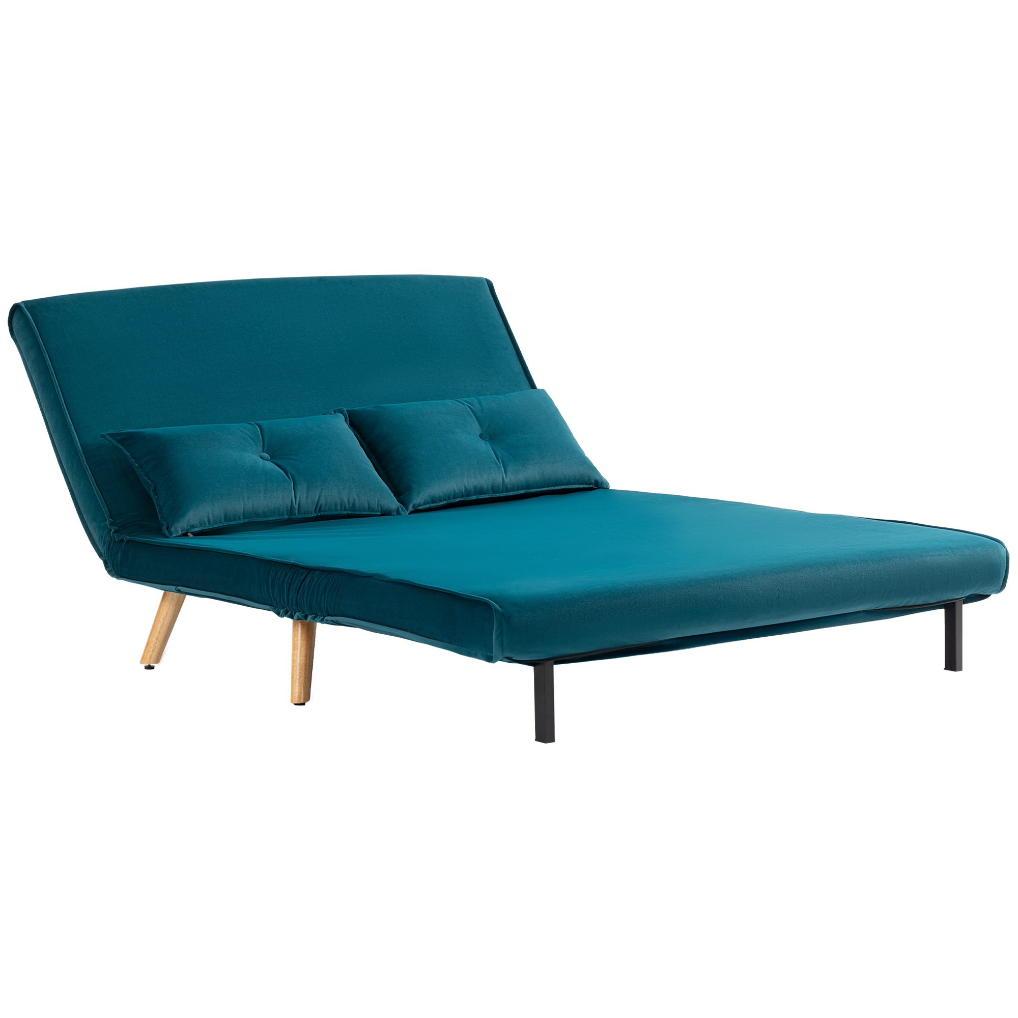 2-Zits Slaapbank, Bedbank, in Bed om te Toveren Couch, Verstelbare Rugleuning, Stofbekleding, Metalen Frame, Groen