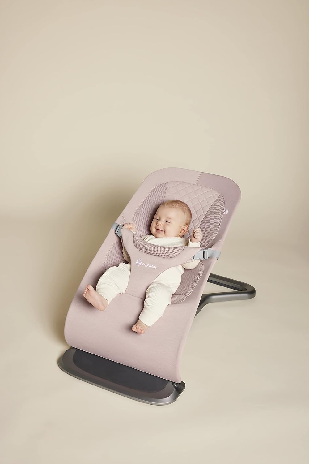 Ergobaby 3-in-1 Evolve Bouncer, Ergonomische Babywippe für Neugeborene ab Geburt bis zum Kleinkind, Babyschaukel mit Neugeboreneneinsatz (2,5 kg - 13,2 kg), Cream
