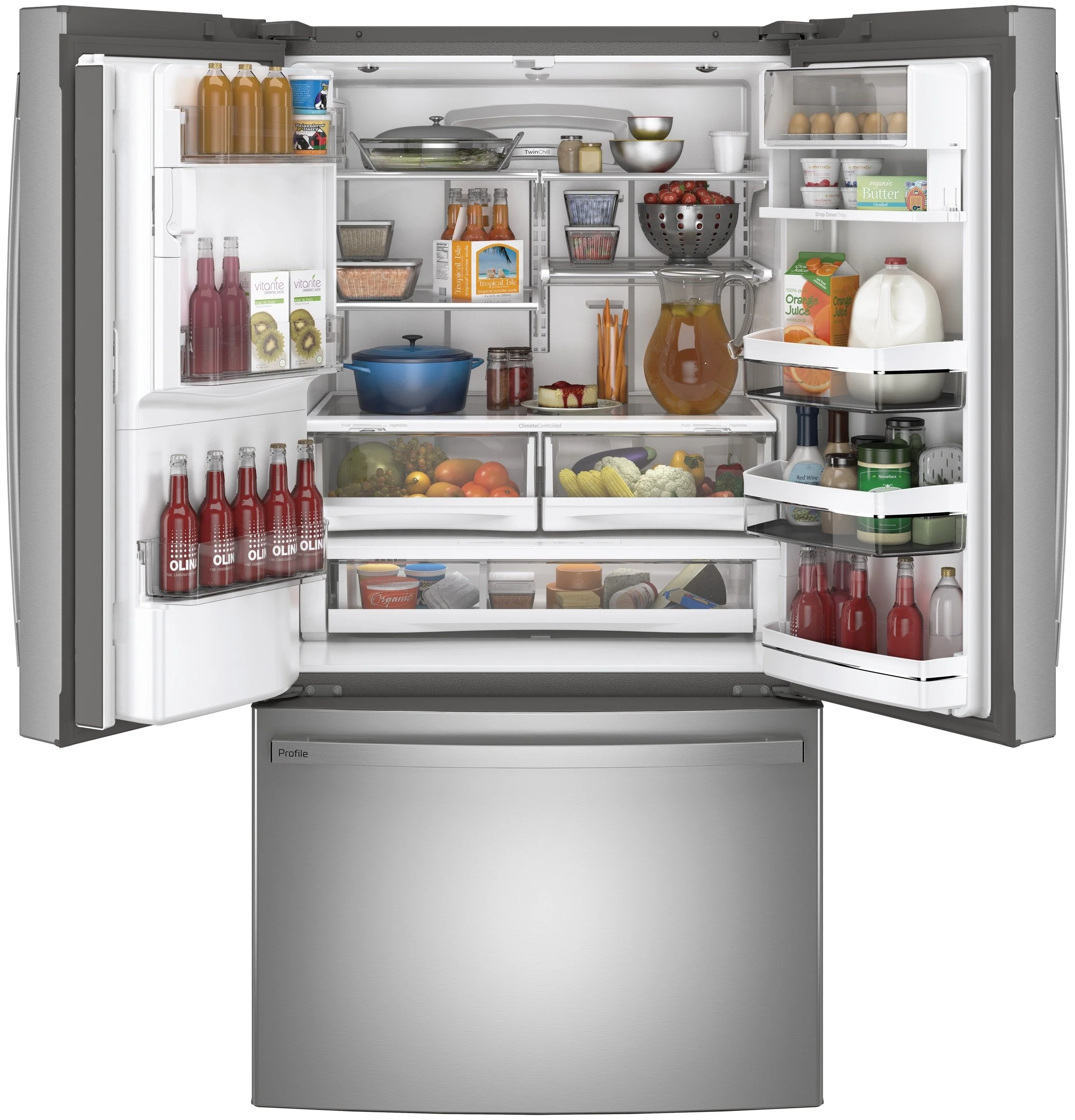 GE Profile�� Series ENERGY STAR庐 27.7 Cu. Ft. Fingerprint Resistant French-Door Refrigerator with Hands-Free AutoFill