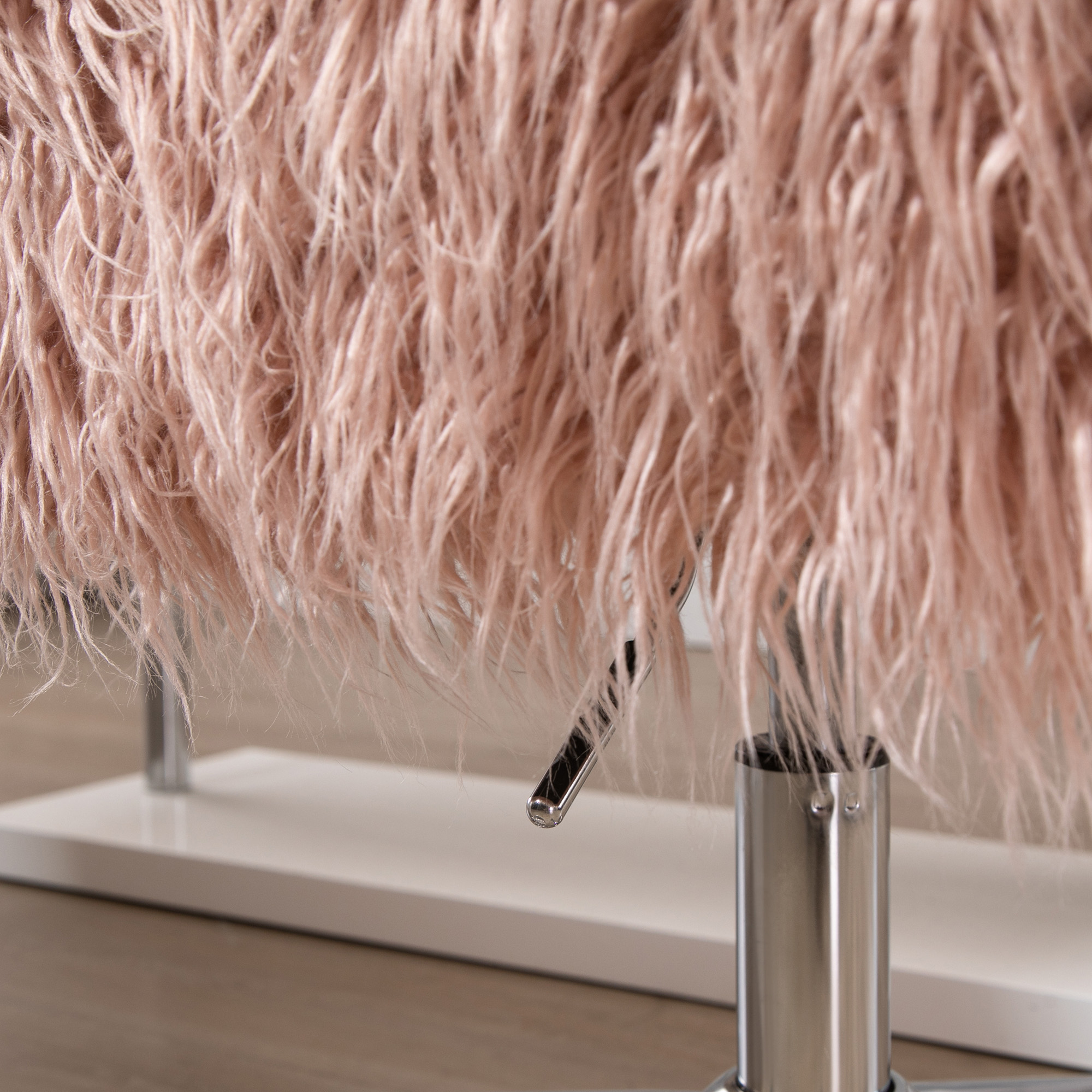 Vinsetto Chefstoel, Schminkstoel met kunstbontzitting en hoogteverstelling, Roze, 57x60x75-85 cm