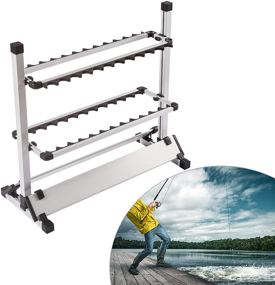 Rutenhalter, tragbar, Aluminiumlegierung, ideal zum Organisieren und Unterstützen von bis zu 24 Angelruten, perfekt für Outdoor-Enthusiasten