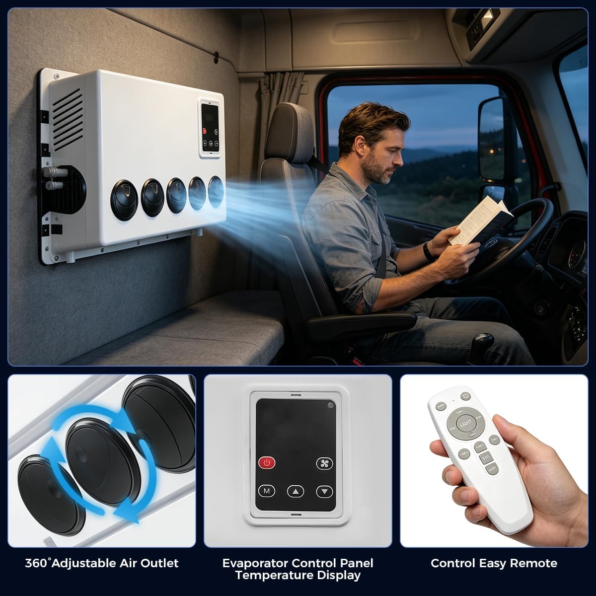 Sunster Auto Klimaanlage Kit, DC 12V Wohnwagen Klimaanlage, Split Klimaanlage Kühlsystem für das Parken großer LKW, Autos und Busse