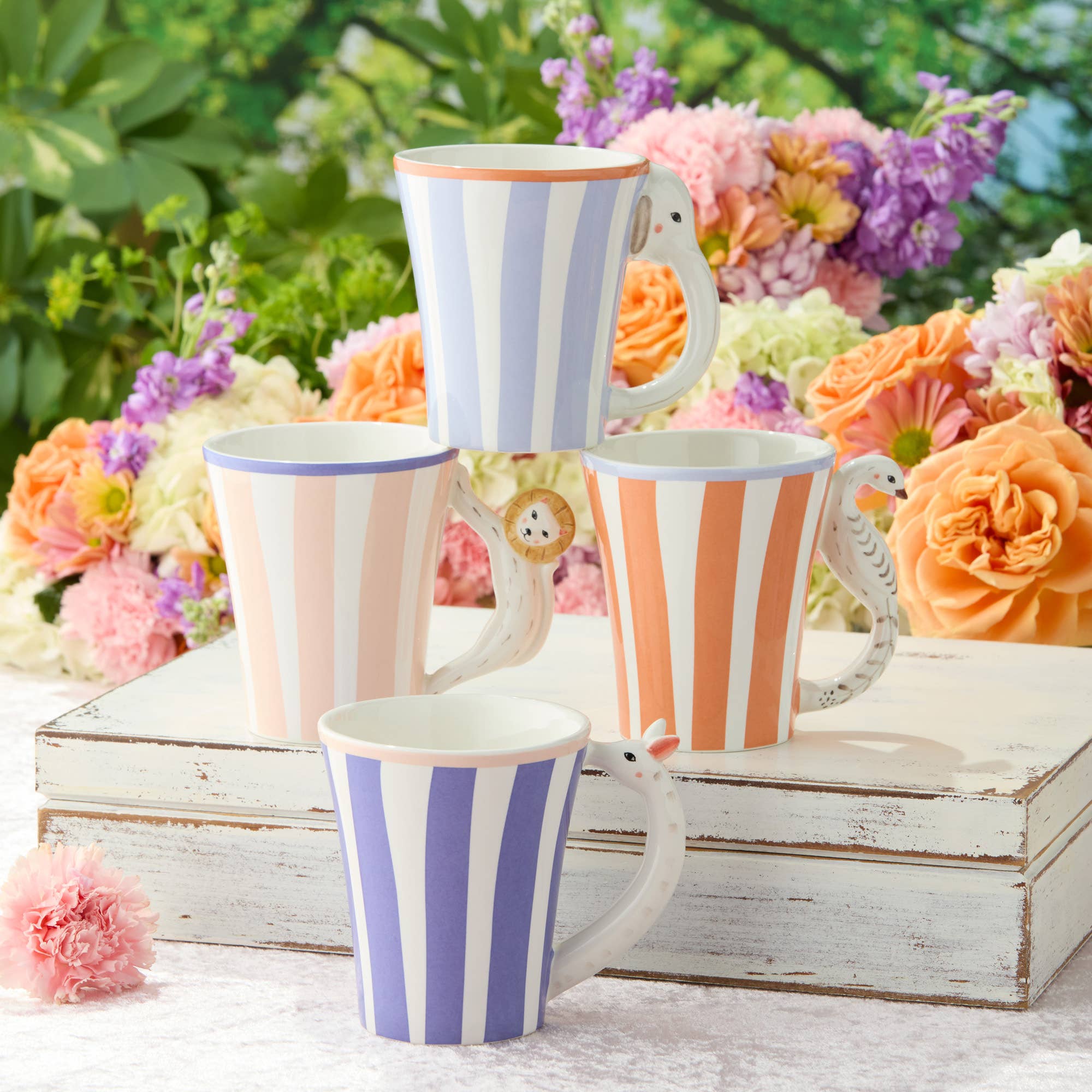 Menagerie Mug with 3-D Handles 14 oz. - Peacock