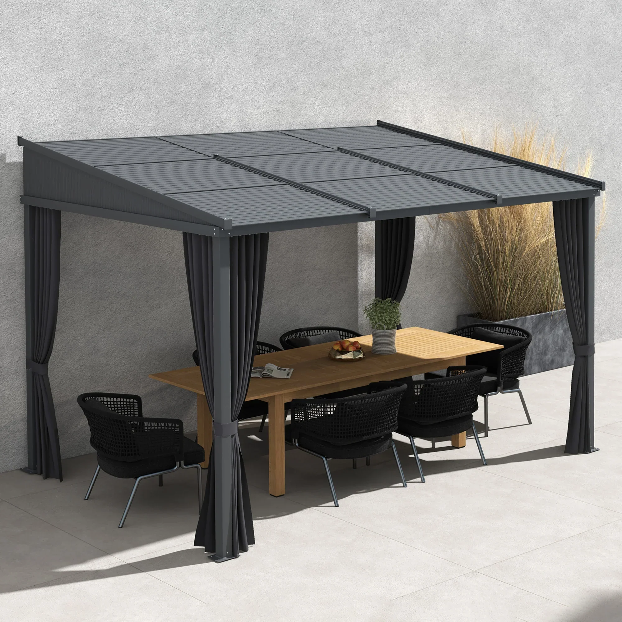 Outsunny Pergola Schiebedach Metall��berdachung