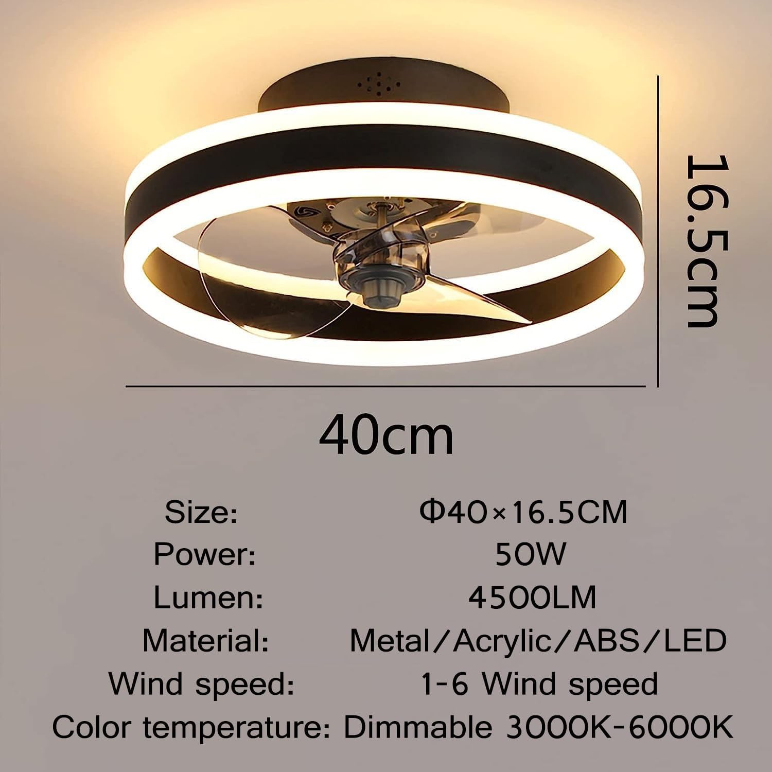 Ventilateur de plafond moderne à LED avec lumières et télécommande, silencieux et à intensité variable, réversible, 3 couleurs, 6 vitesses, ventilateur de plafond intelligent pour salon, chambre à