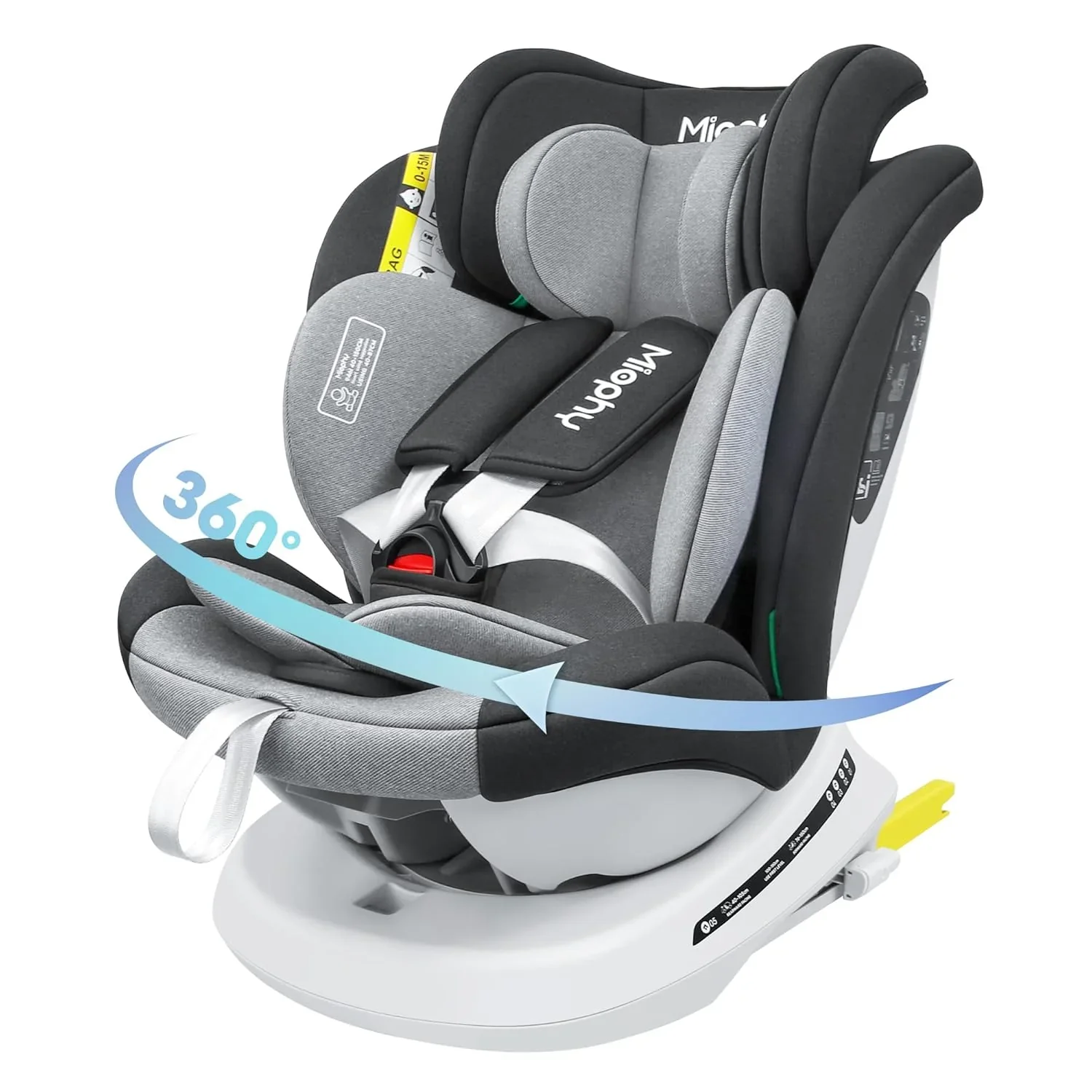 Miophy I-Size 360��drehbar Kindersitz, Gruppe 0+1/2/3, 0-12 Jahre, 40-150 cm, Baby Autositz mit isofix
