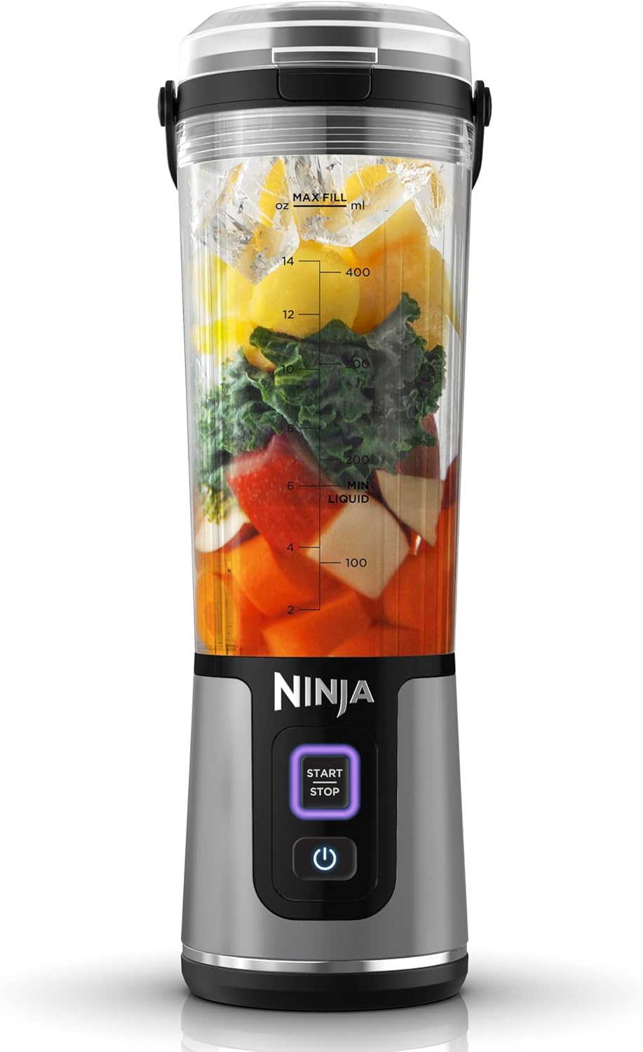 Ninja Blast Tragbarer Mixer / Blender / Smoothie Maker, 530ml Becher, Auslaufsicherer Deckel, Leistungsstarker Mini Standmixer, Kabellos & Wiederaufladbar, Zerkleinert Eis & Obst, Schwarz, BC151EUBK