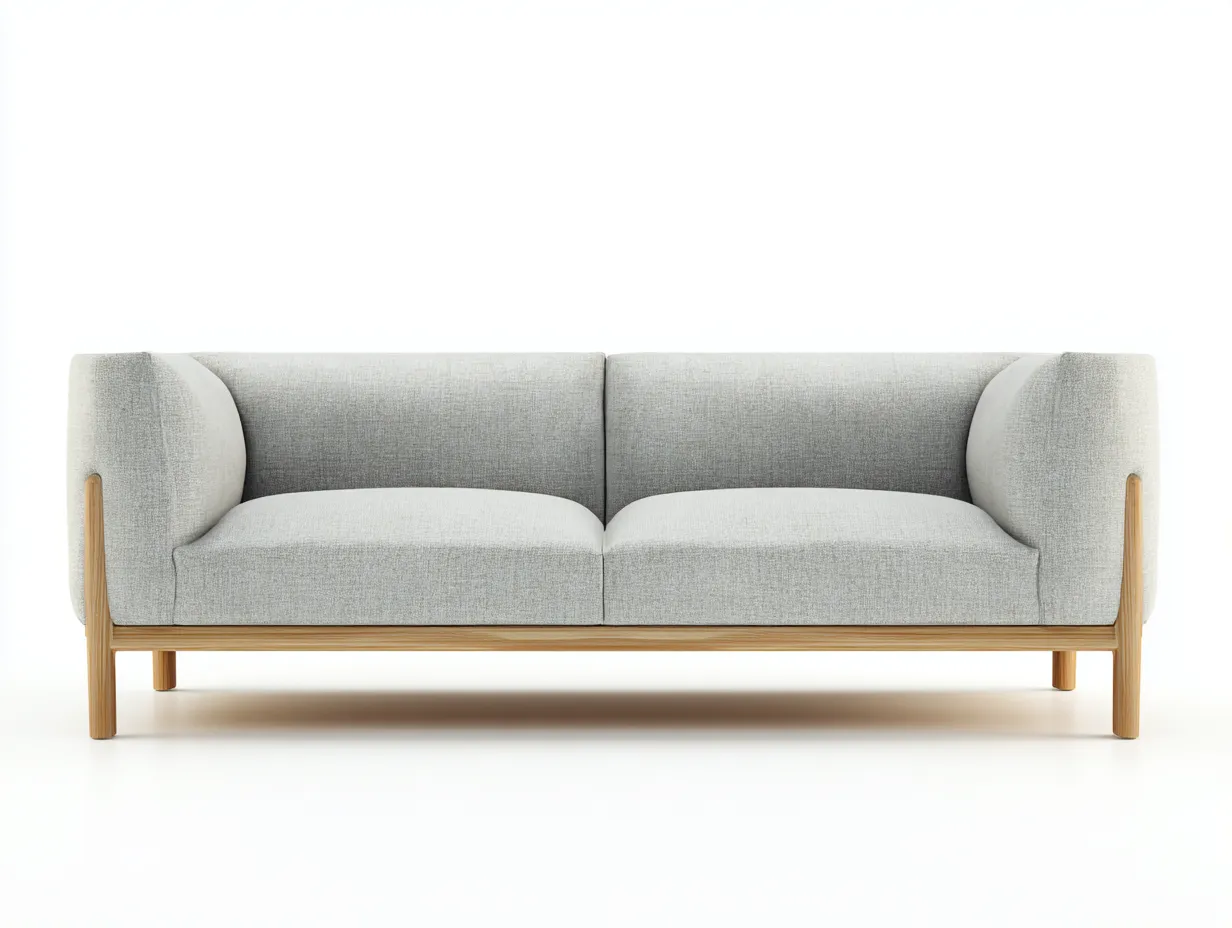 2-Sitzer Sofa Stoff 175 x 86 x 80 cm - hellgrau - für Wohnzimmer - modern mit Holzgestell