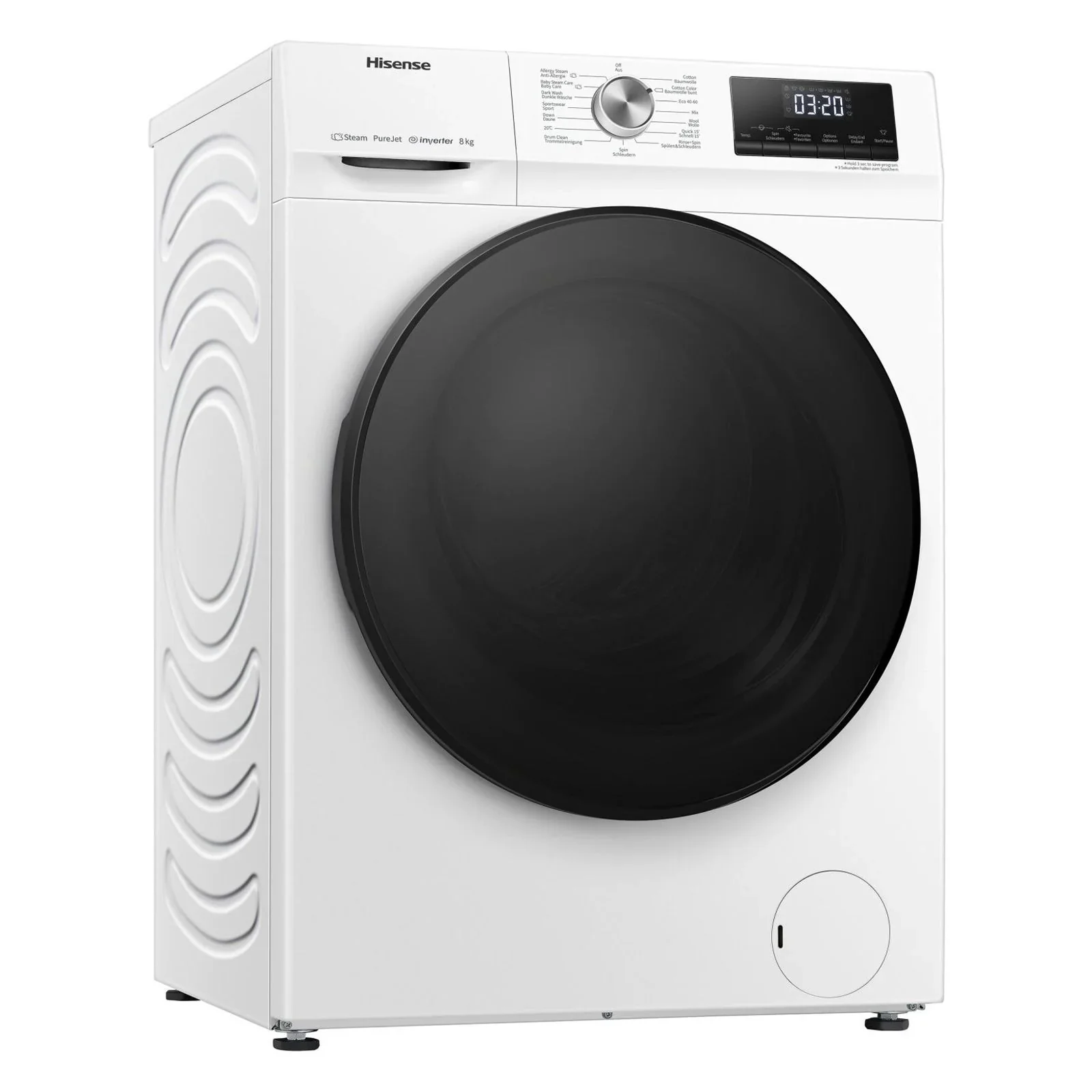 2025 Lavadora Hisense WFQA8014EVJM de carga frontal, 8 kg, 1400 rpm, color blanco