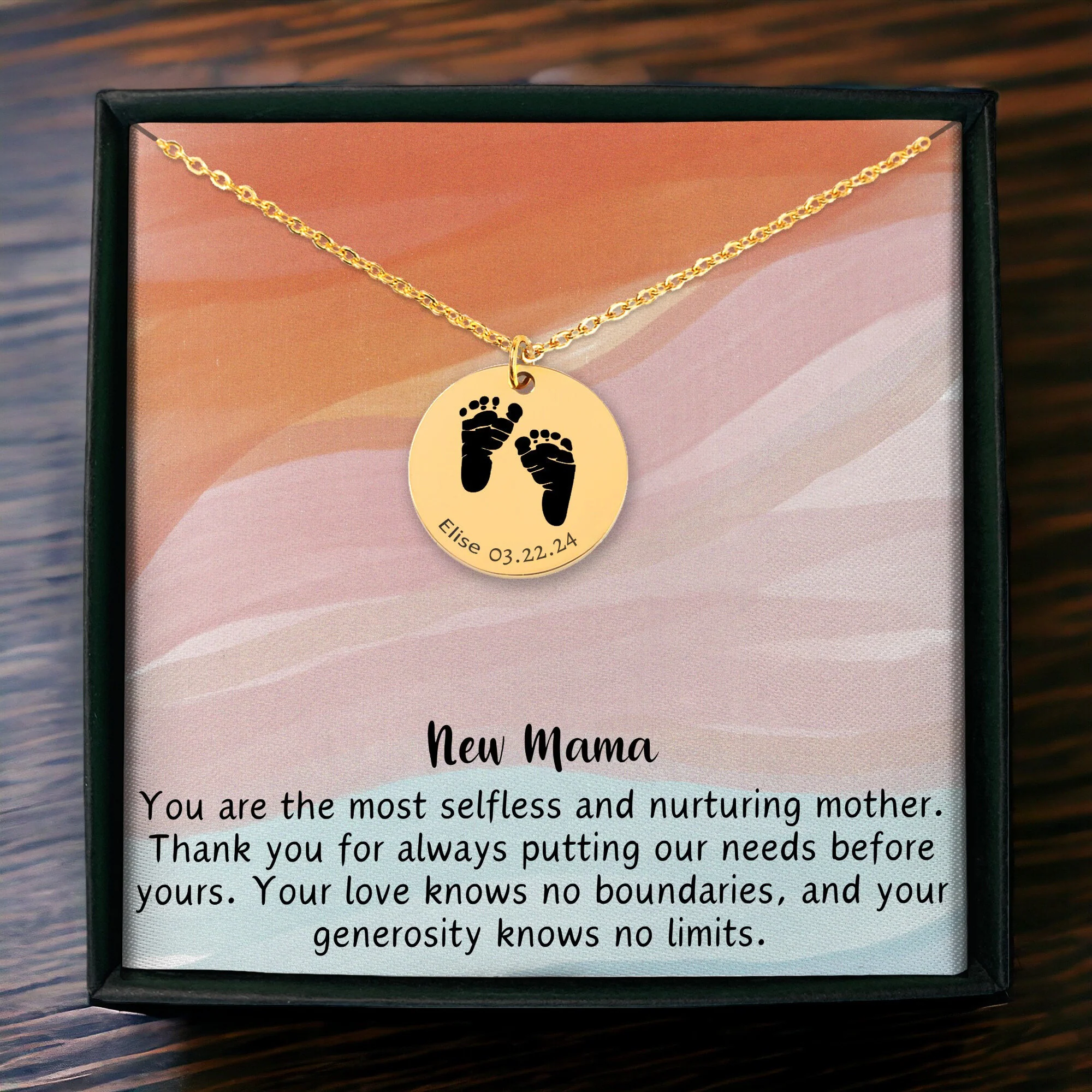 Baby Footprint Necklace, Personalized Push Present for New Mom