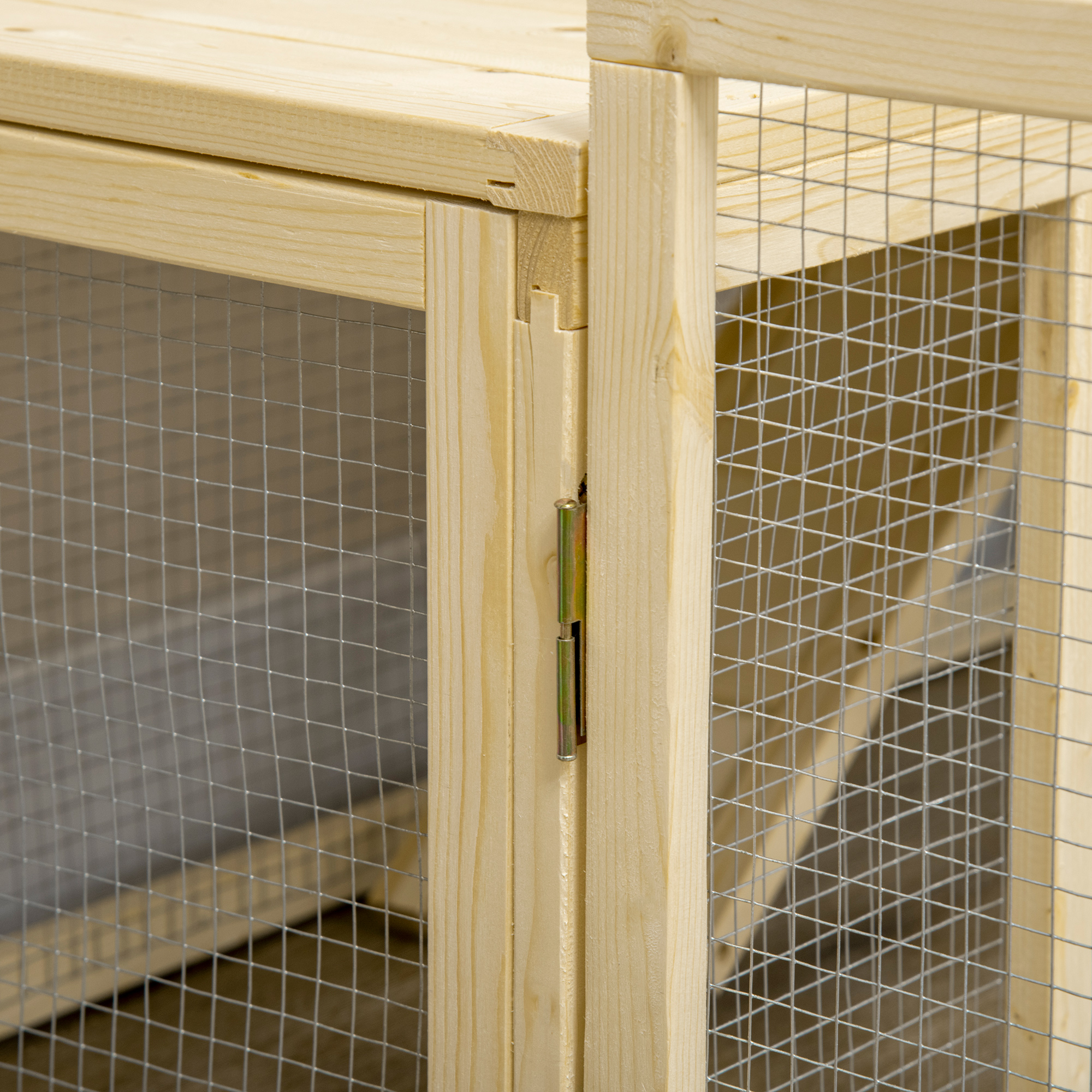 Konijnenhok met 1 Trap, 1 Nestkast, 1 Bodemlade, 151,5 x 106 x 97 cm