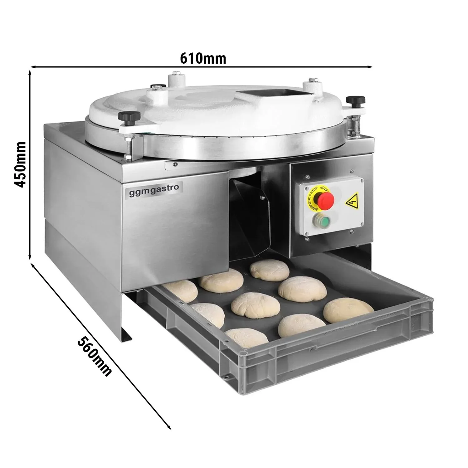Deigavrunder - for pizza- og br?ddeig - 250 W - Deigkapasitet: 310 g - 610x560x450 mm - maks. 500 stk/t