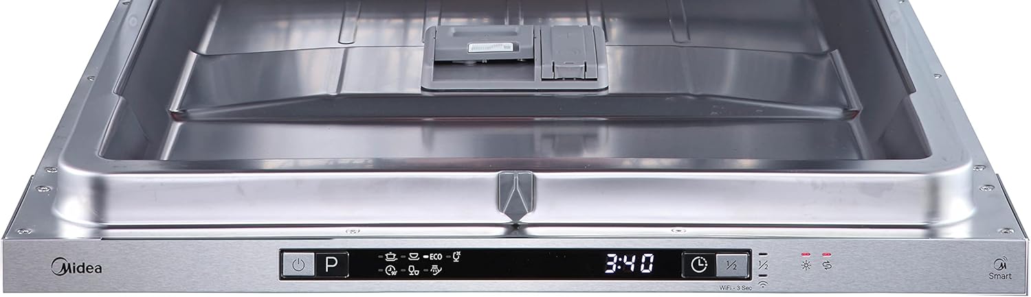 Midea Geschirrspüler Unterbau MDWEU1435XSS-W, 14 Maßgedecke, Spülmaschine 60 cm Teilintegrierbar mit WIFI, Extra Trocknung, 7 Programme, 47dB, 0-24h Startzeitverzögerung, Inox