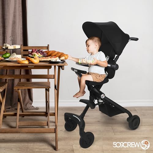 509 Crew EZ TRAVELLER Baby Buggy Stroller Pushchair, Easy & Compact Fold, 2 posizioni Recline Backrest, manico regolabile, barra frontale regolabile, Canopy, Basket, da 6 m a 15 kg, nero : Prima infanzia