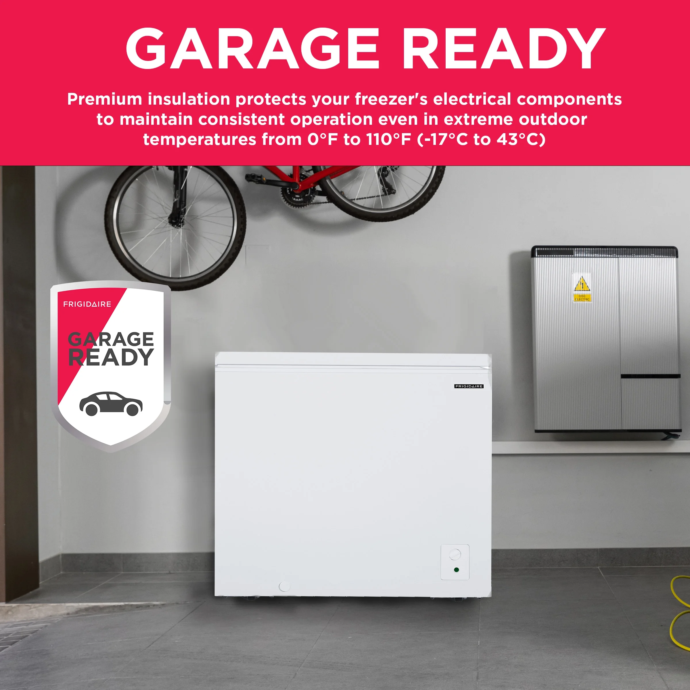 2025 Frigidaire Vrieskist 3,5 Kubieke Voet, Klaar voor Garage, Model EFRF3003, Wit