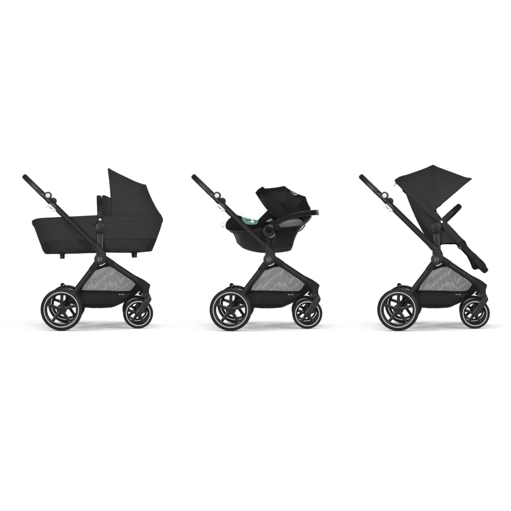 CYBEX Gold Kinderwagen EOS Lux 2-in-1, Reisesystem, Ab Geburt bis 22 kg (ca. 4 Jahre), Moon Black