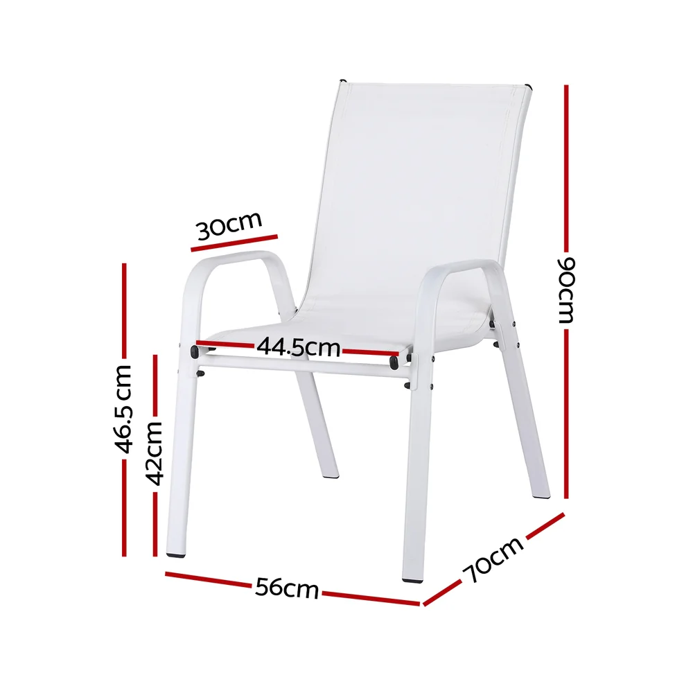 Gardeon 6PC Outdoor Dining Chairs Stackable Lounge Chair Patio Furniture White