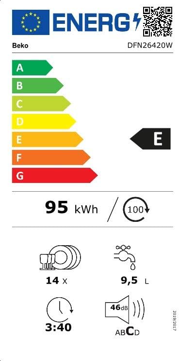 Beko BDFN26420W b300 freistehender Geschirrspüler, unterbaufhig, Platz für 14 Magedecke, Pro  Inverter Motor, TrayWash, HygieneIntense, 6 Programme, WaterSafe+, Wei