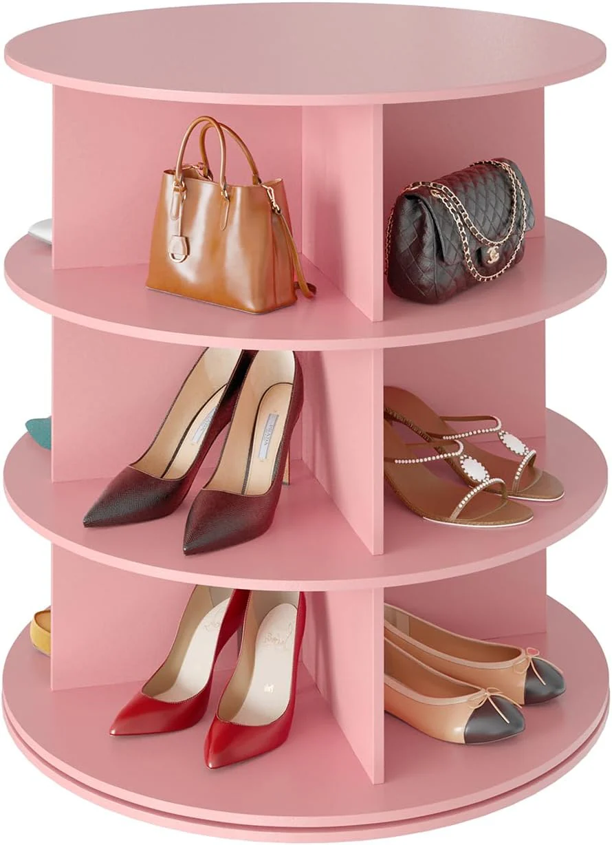 SpaceAid 7 Tier Rotating Shoe Rack Tower, Spinning Shoe Display Lazy Susan
