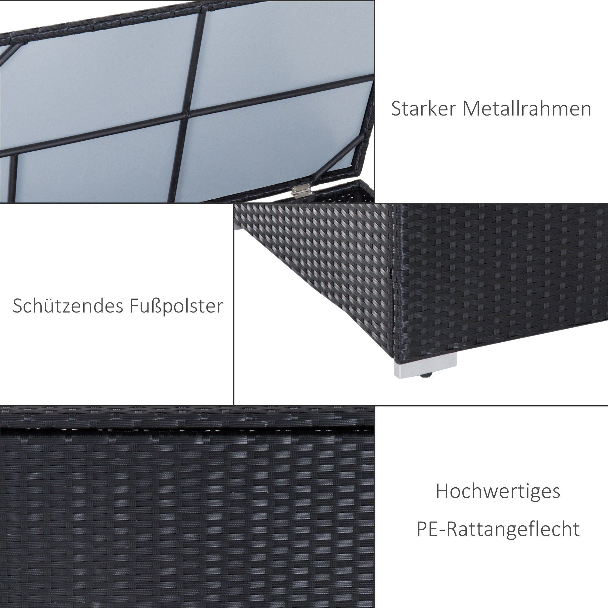Outsunny tuinmeubels 6-delig Staal zwart + cr��me
