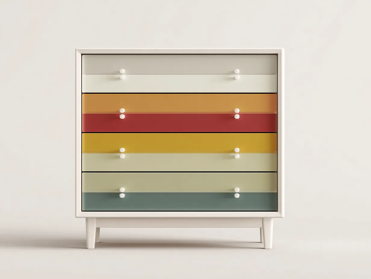 Kommode mit Schubladen - Holzwerkstoff-Massivholz - 78 x 40 x 96 cm - Mehrfarbig-Weiß - Moderner skandinavischer Stil