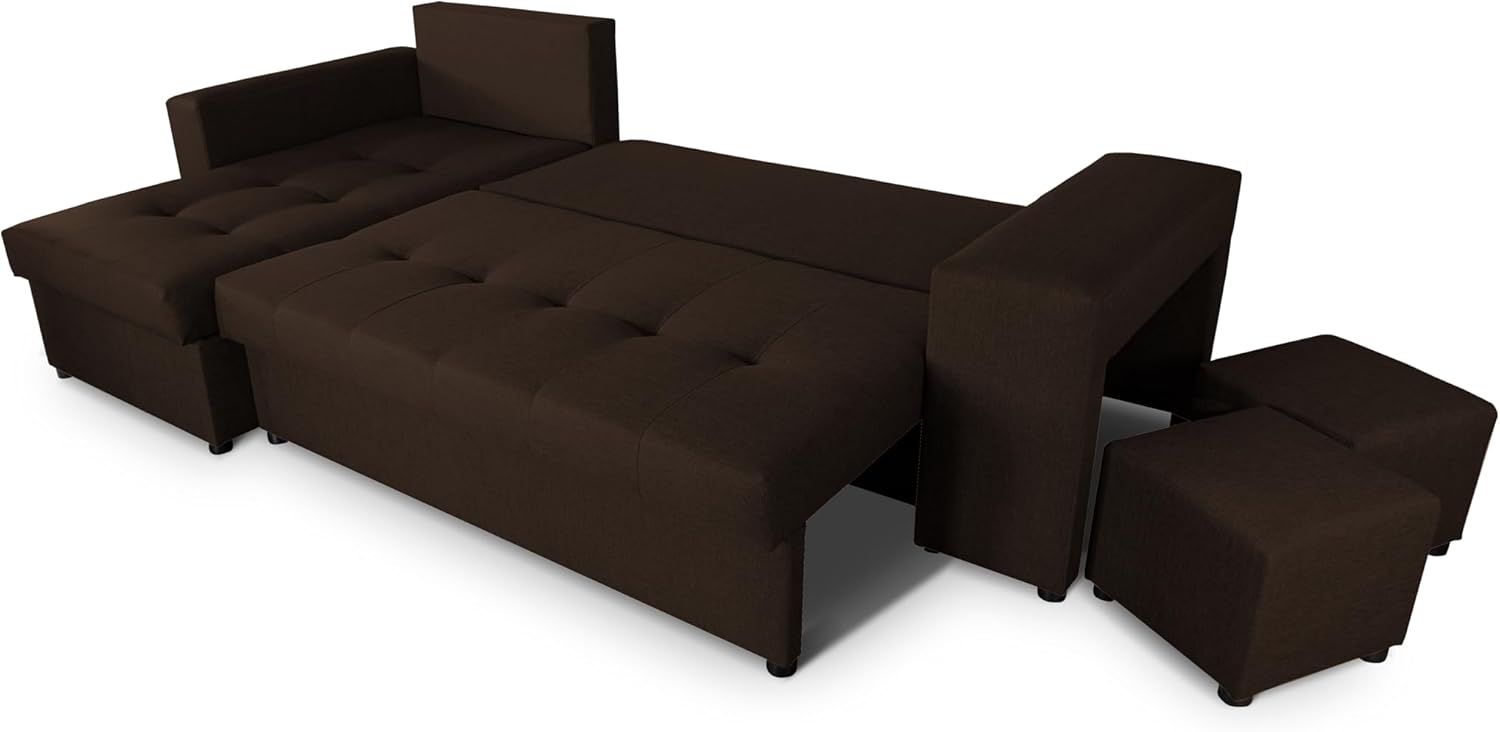 NAWSTOL - Sofa narożna Leon z funkcją spania i skrzynią na pościel – nowoczesna sofa do salonu – możliwość montażu z lewej lub prawej strony (szara + biała sztuczna skóra)