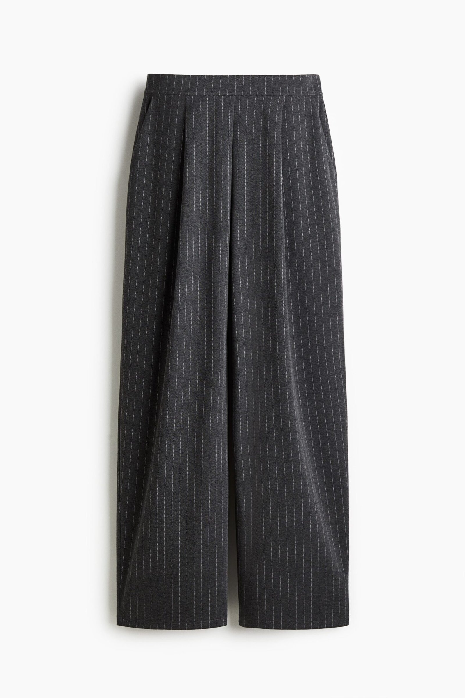 Women's H&M wide-leg elegant trousers, grey melange
