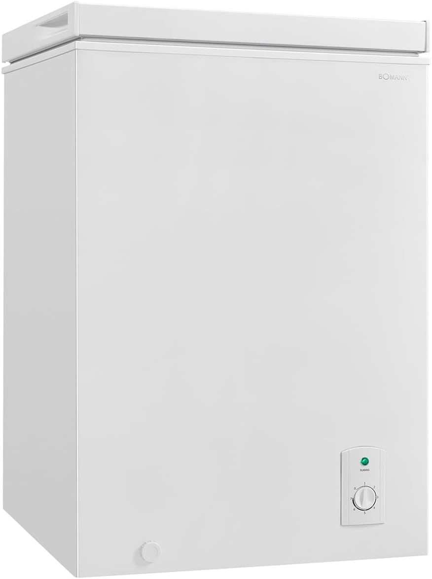 Bomann, 100L Gefriertruhe weiß GT7355 – 4 Sterne, Temperatur ≤ -18°C, Gefriervermögen 4,5 kg/24h, Kontrollleuchte, Temperatureinstellung, abnehmbar, Rollen, ideal für die Familie