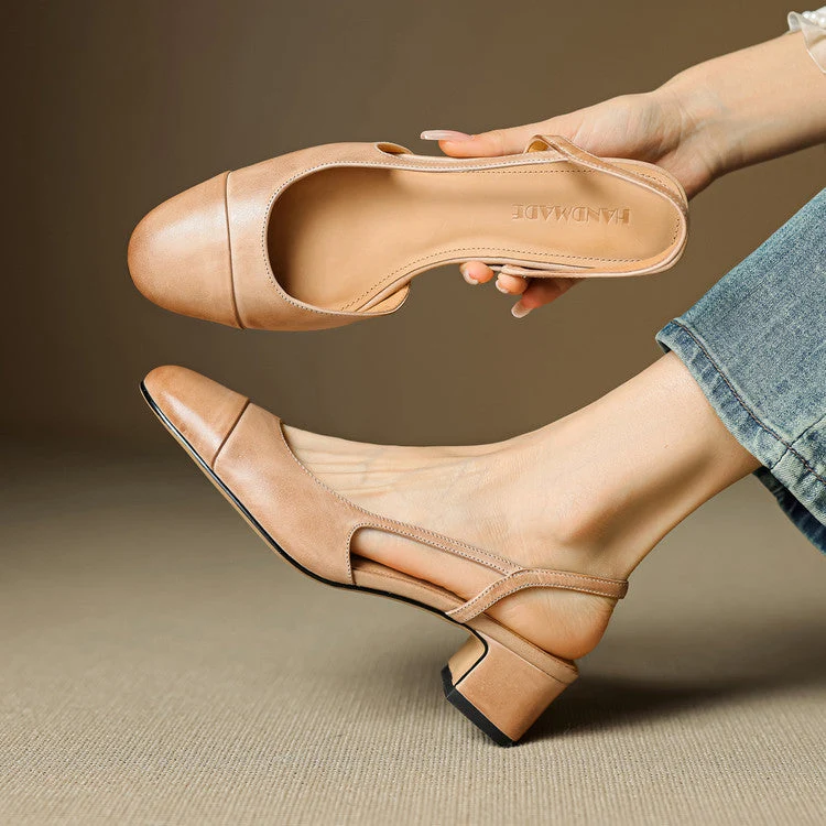 Slingback-Pumps aus echtem Leder f��r Damen