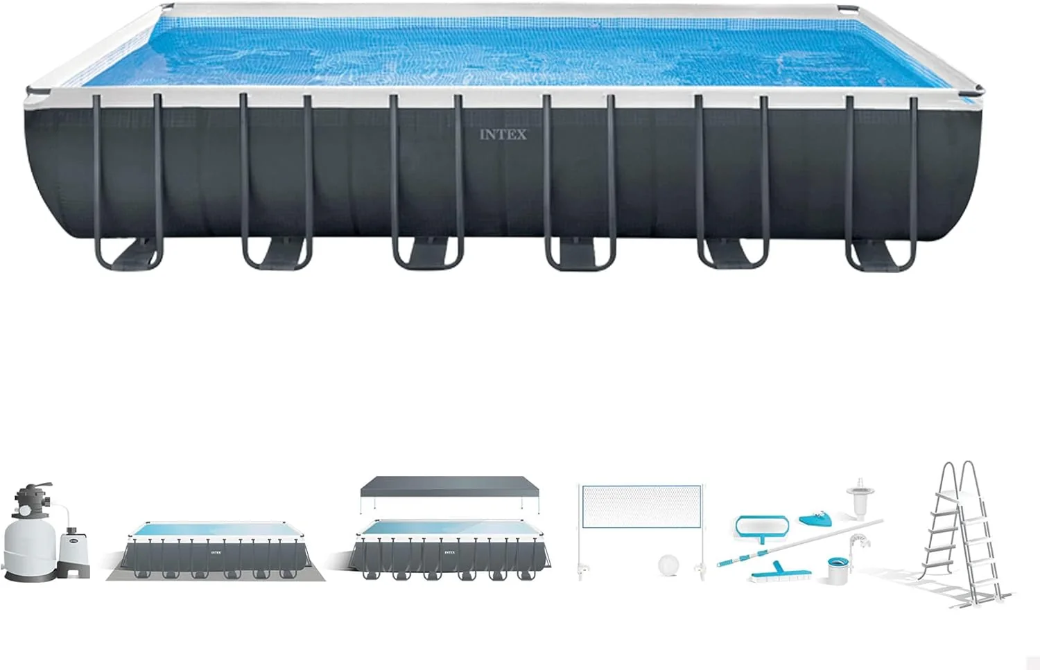 INTEX 55222 - Piscina Desmontable 732x366x132 cm Pack Deluxe + depuradora con clorador