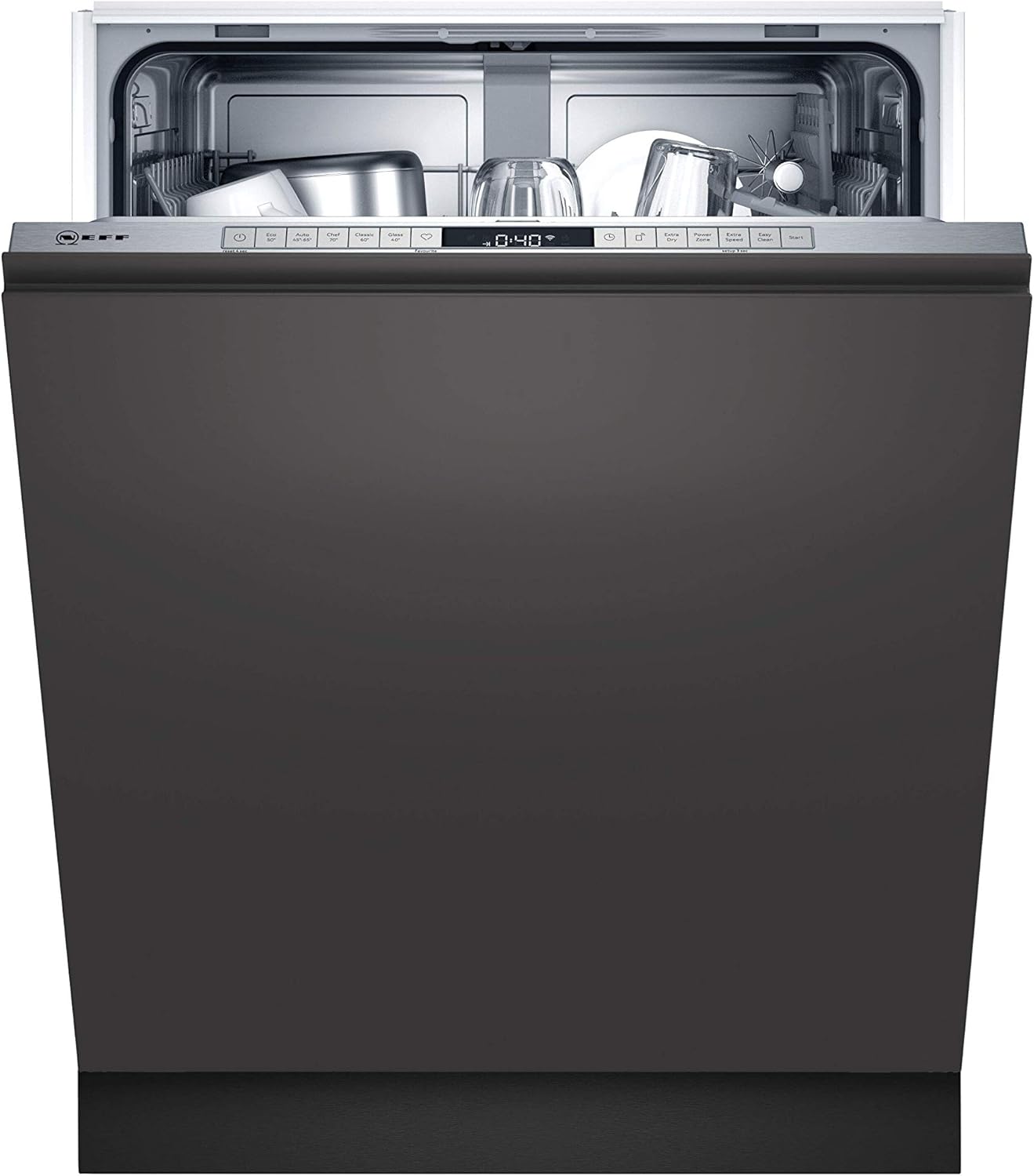 NEFF S155HTX15E N 50 Vollintegrierter Geschirrspüler, 12 Maßgedecke, Edelstahl, 81,5 cm Höhe