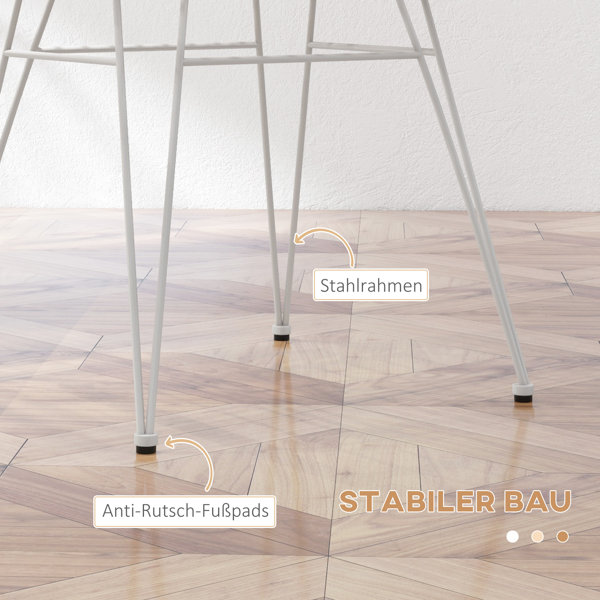 2-delige set stoelen in Boho-stijl, keukenstoelen, PE-Rattan, 56 x 60 x 79 cm, Natuur + Wit