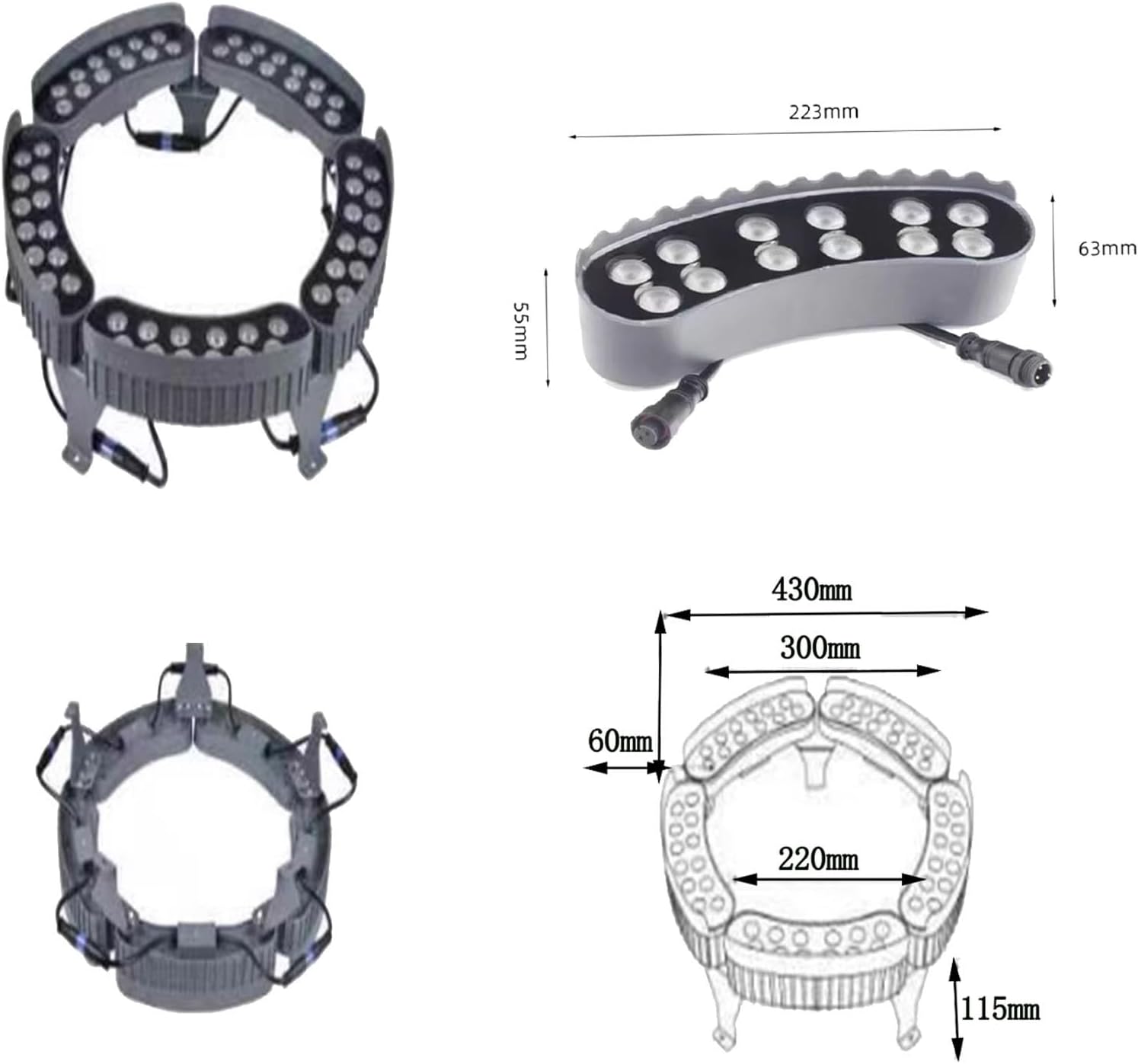 12W-LED-Ring-Baumumarmungslicht – Landschaftsgartenbeleuchtung Baumlampe, LED-Strahl-Baumstrahler, IP65 Wasserdichtes Buntes Baumlicht, LED-Außenreifen-Baumstrahler, Ringförmiges Buntes Mastlicht(Blue
