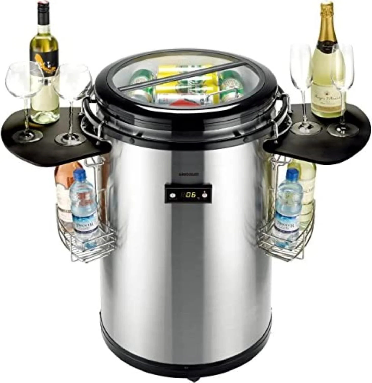 Syntrox 50 l koelvat | Koelton | Drankvat | Partykoeler | Flessenkoeler Salaron, voor evenementen, met glazen deksel, temperatuurweergave, 75 watt (Zwart)