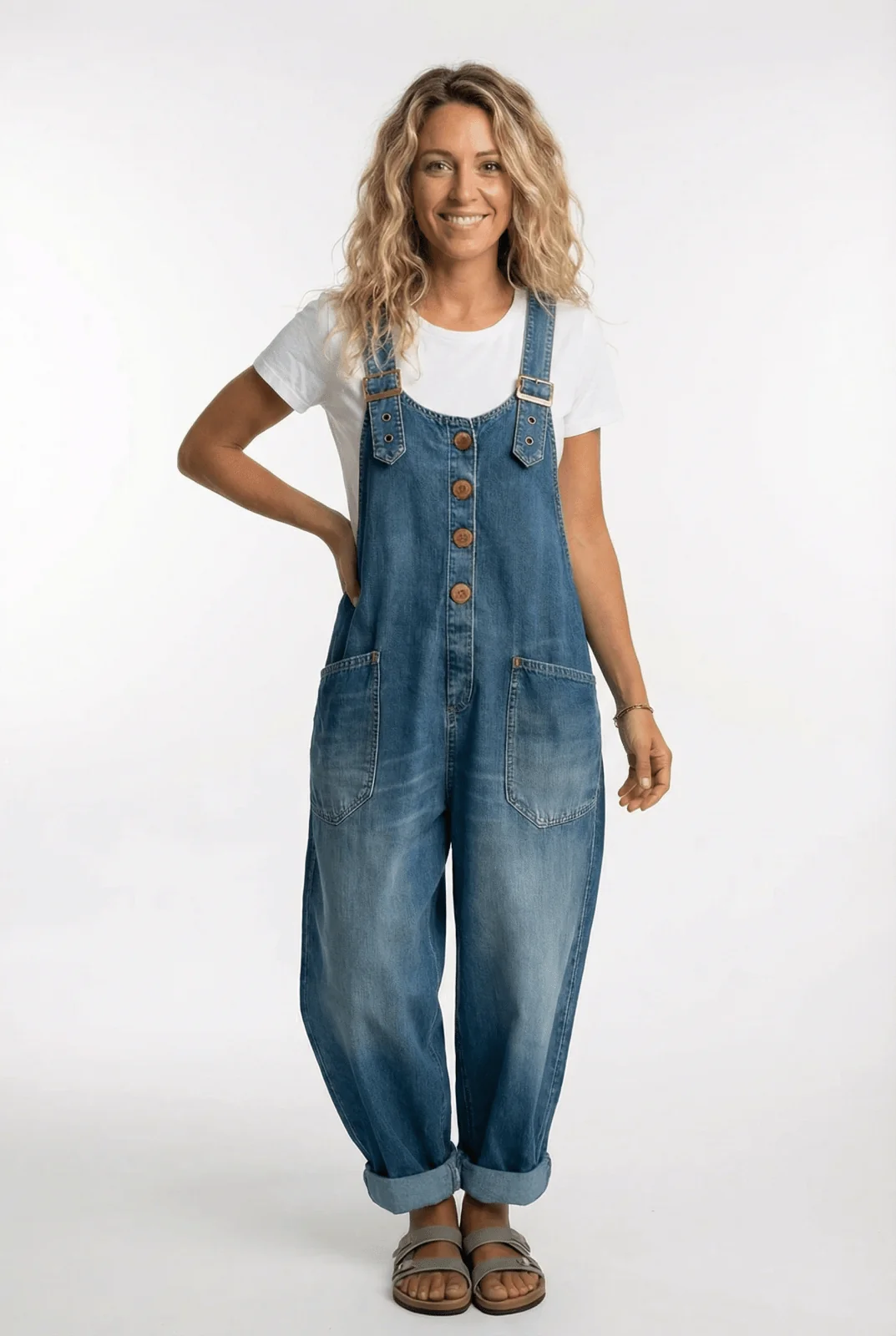 Damen Latzhose aus Denim | Bequemer Jeans Jumpsuit im Relaxed Fit | Verstellbare Tr?ger und praktische Taschen f��r den Alltag