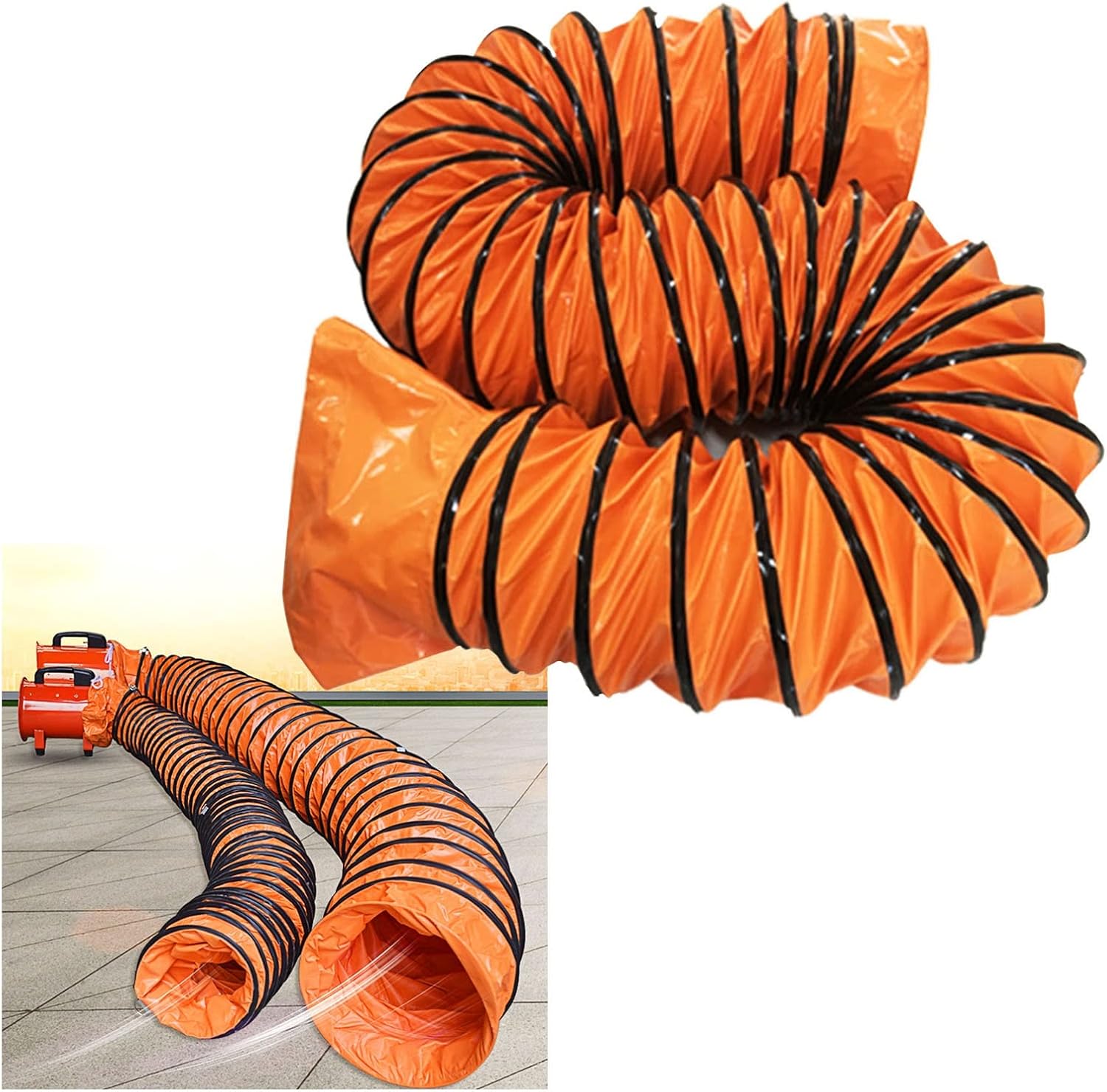 Flexible PVC-Rohrleitungen, PVC-Rohrschlauch, orange, 200–600 mm Durchmesser, 5 m/10 m, 3-lagiger Schutz for Abluftventilator(500mmx5m)
