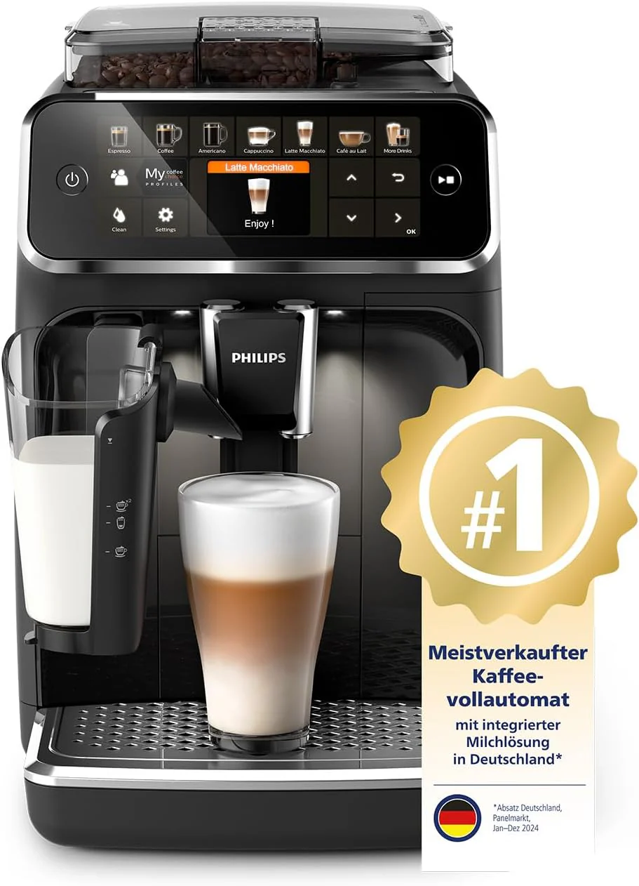 Philips Serie 5400 Kaffeevollautomat - Genie?en Sie 12 Getr?nke, schnell reinigendes LatteGo, intuitives TFT-Display, anpassbare Kaffeeeinstellungen, erstklassiges K��chendesign (EP5441/50)