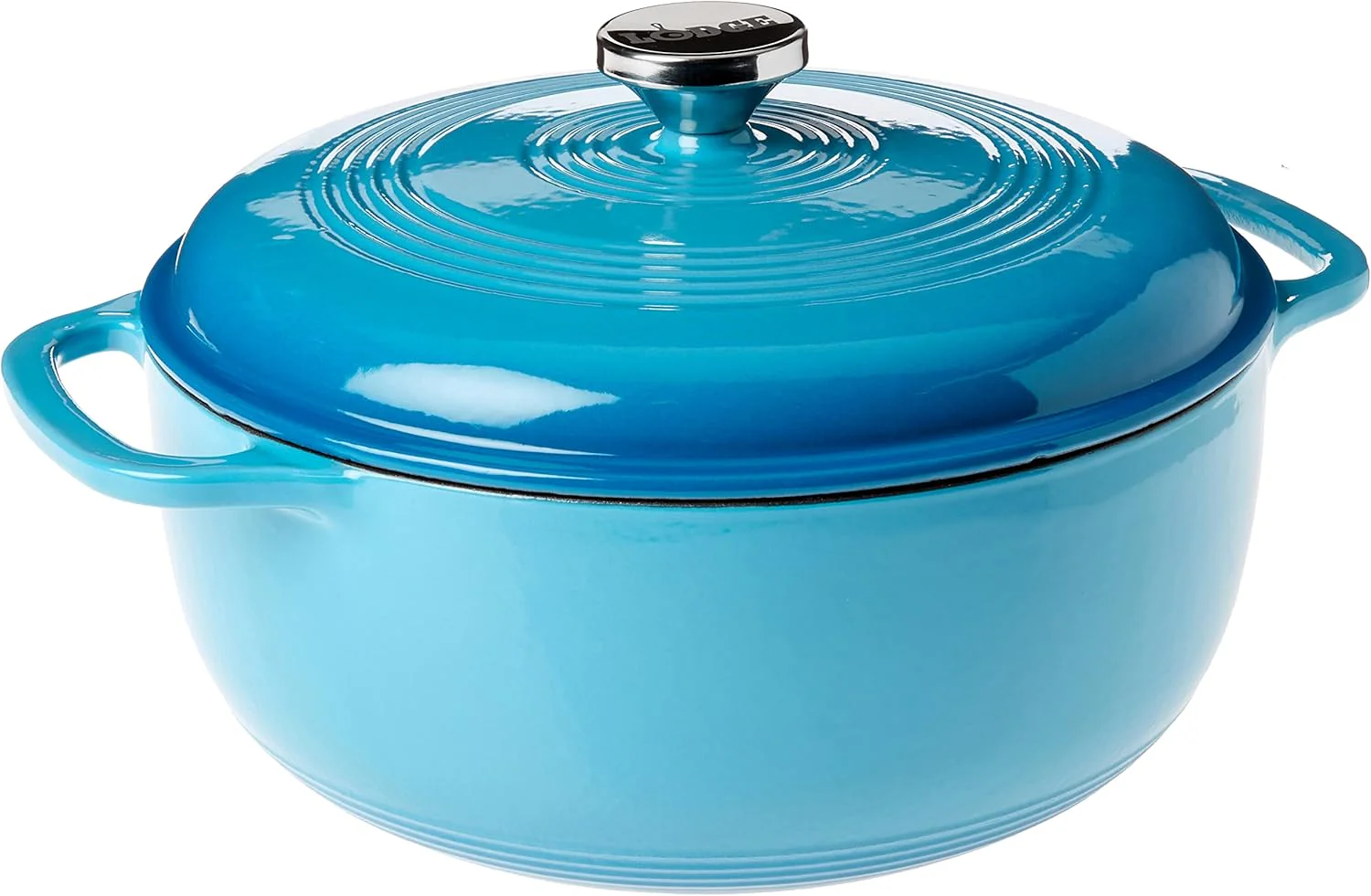 Lodge Essential Enamel Cast Iron Dutch Oven - Perfect for Bread Baking, Braising, Marinating & Slow Cooking - Features Moisture-Sealing Lid & Dual Handles - Kitchen Essentials - 6 Quarts - Caribbean Blue