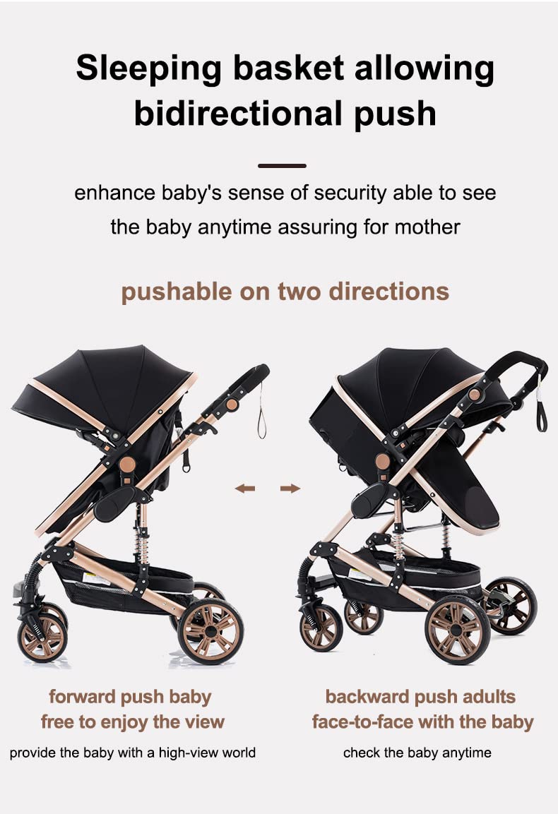 YAZOCO kinderwagen 3 in 1, Zusammenklappbar kinderwagen mit Wickeltasche,Komplettset Becherhalter,Moskitonetz, Fußabdeckung,Sitzzubehör (4 Rosa)