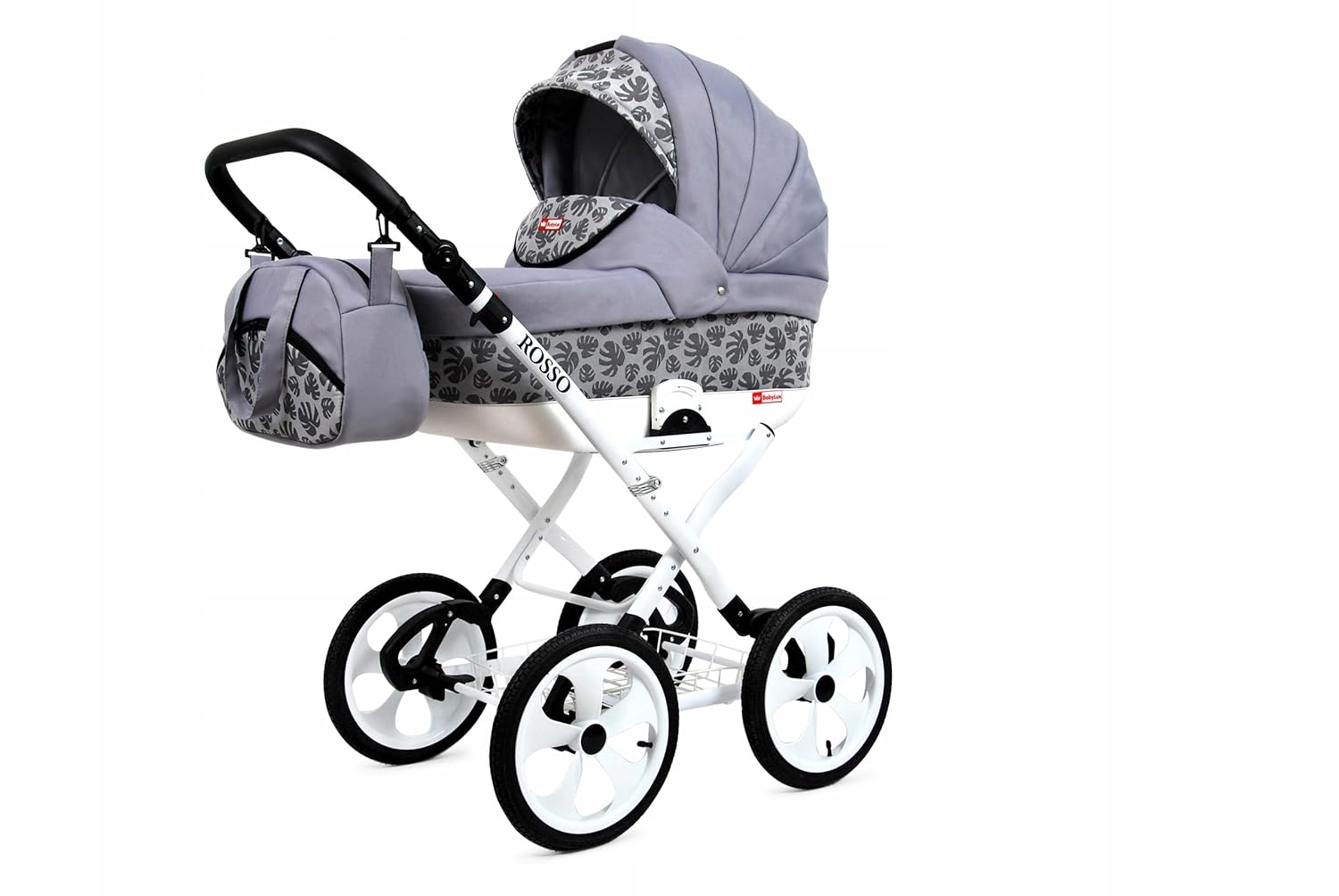 BabyLux® Bambimo Kinderwagen Set 2 in 1 - Rosso - incl. Babywanne, Buggy Sportsitz - Kinderwagenset - Kombikinderwagen mit Wickeltasche, Regenschutz, Moskitonetz, Cupholder usw.