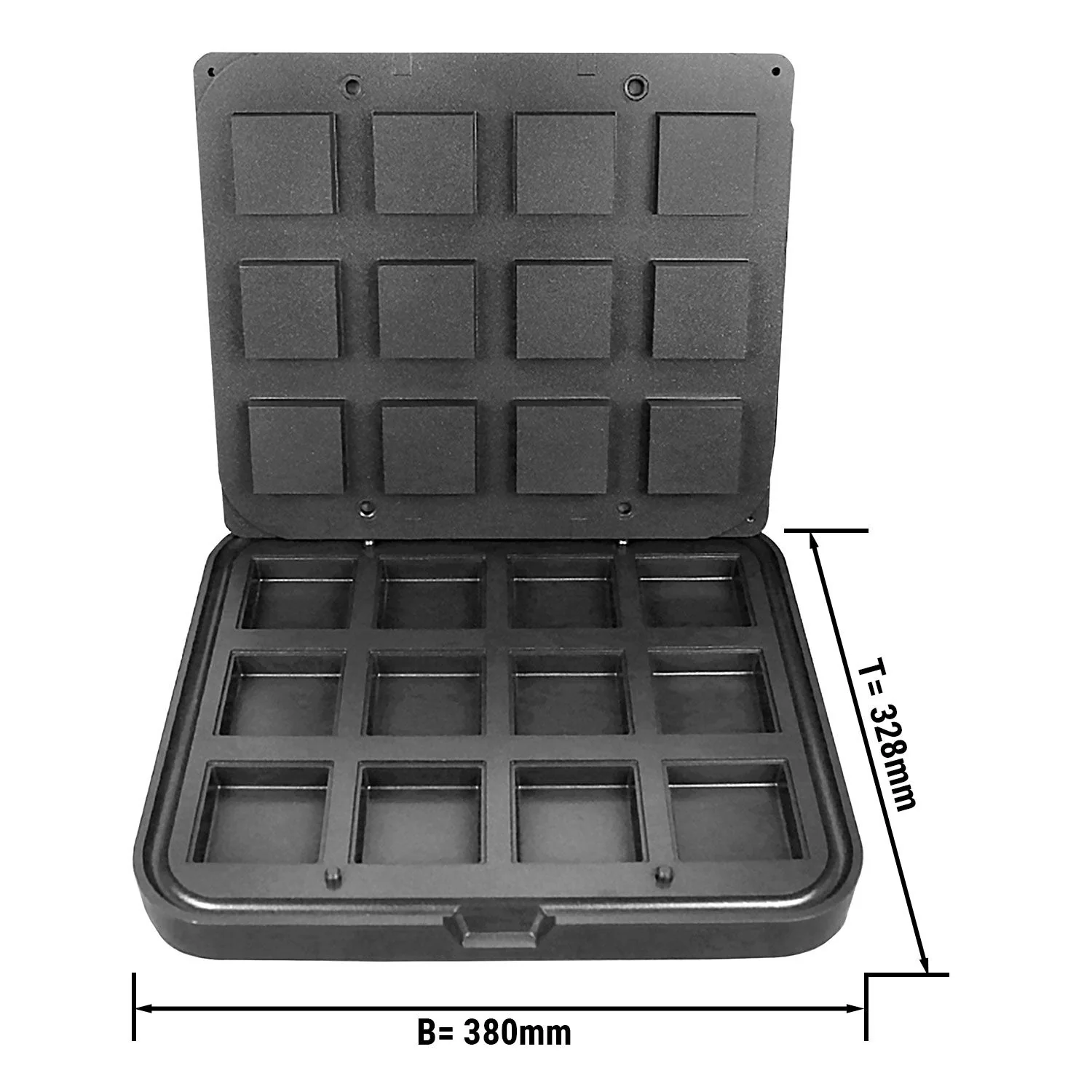 Plater til tartelettmaskin TMNP - tartelettform: kvadratisk - 72x72 mm - for 12 tartelettes