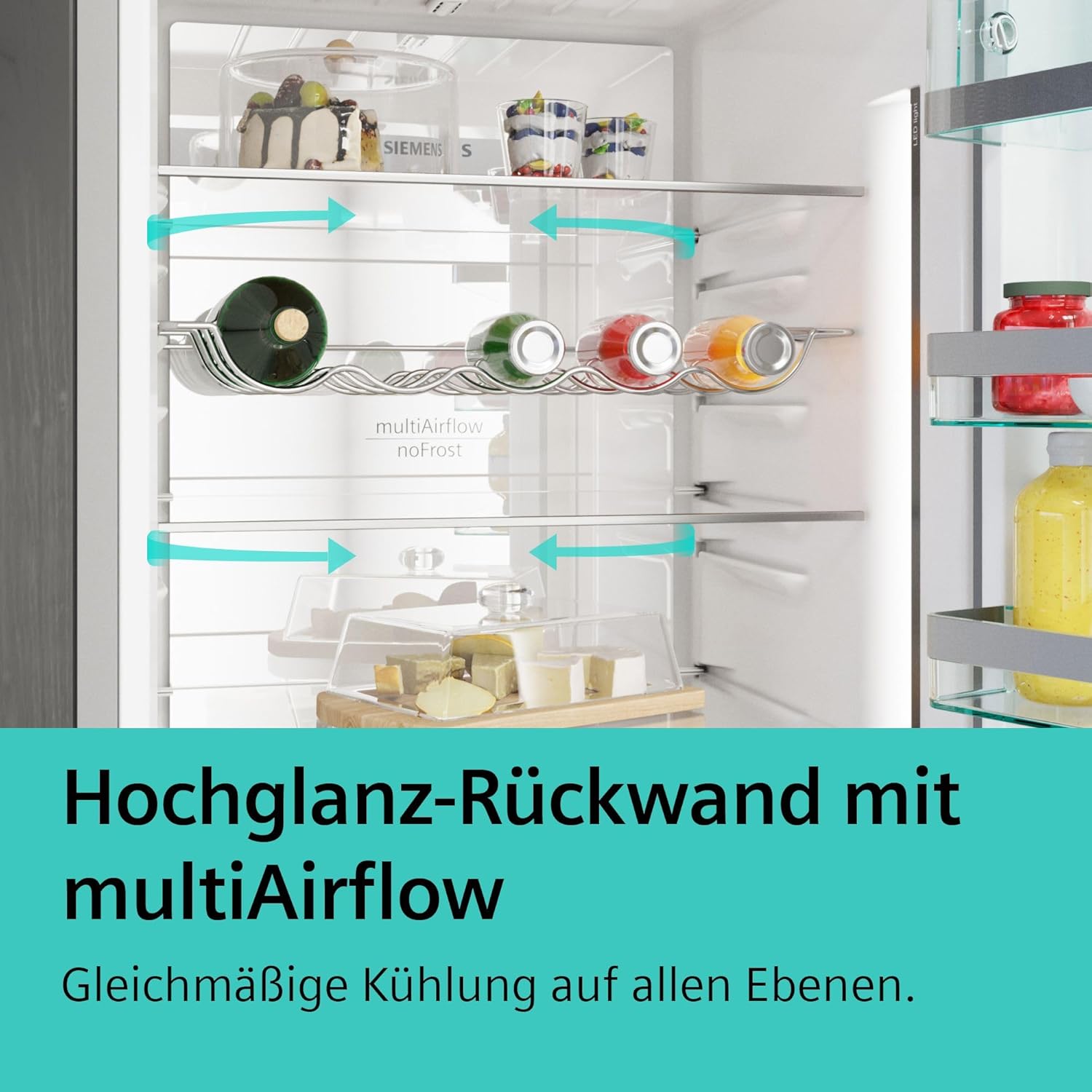 SIEMENS KG39EAICA iQ500 Kühl-Gefrier-Kombination, 201 x 60 cm, 249 L Kühlen + 94 L Gefrieren, LowFrost seltener abtauen, LED-Beleuchtung gleichmige Ausleuchtung, BigBox Platz für groes Gefriergut