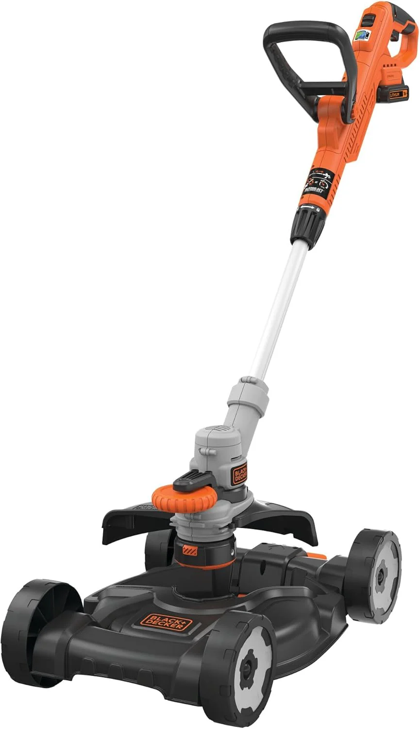 BLACK+DECKER 3-in-1 multi-trimmer set, accugrasmaaier en grastrimmer (18V 2,0Ah, speciaal voor kleine gazons en moeilijk terrein) STC1820CM