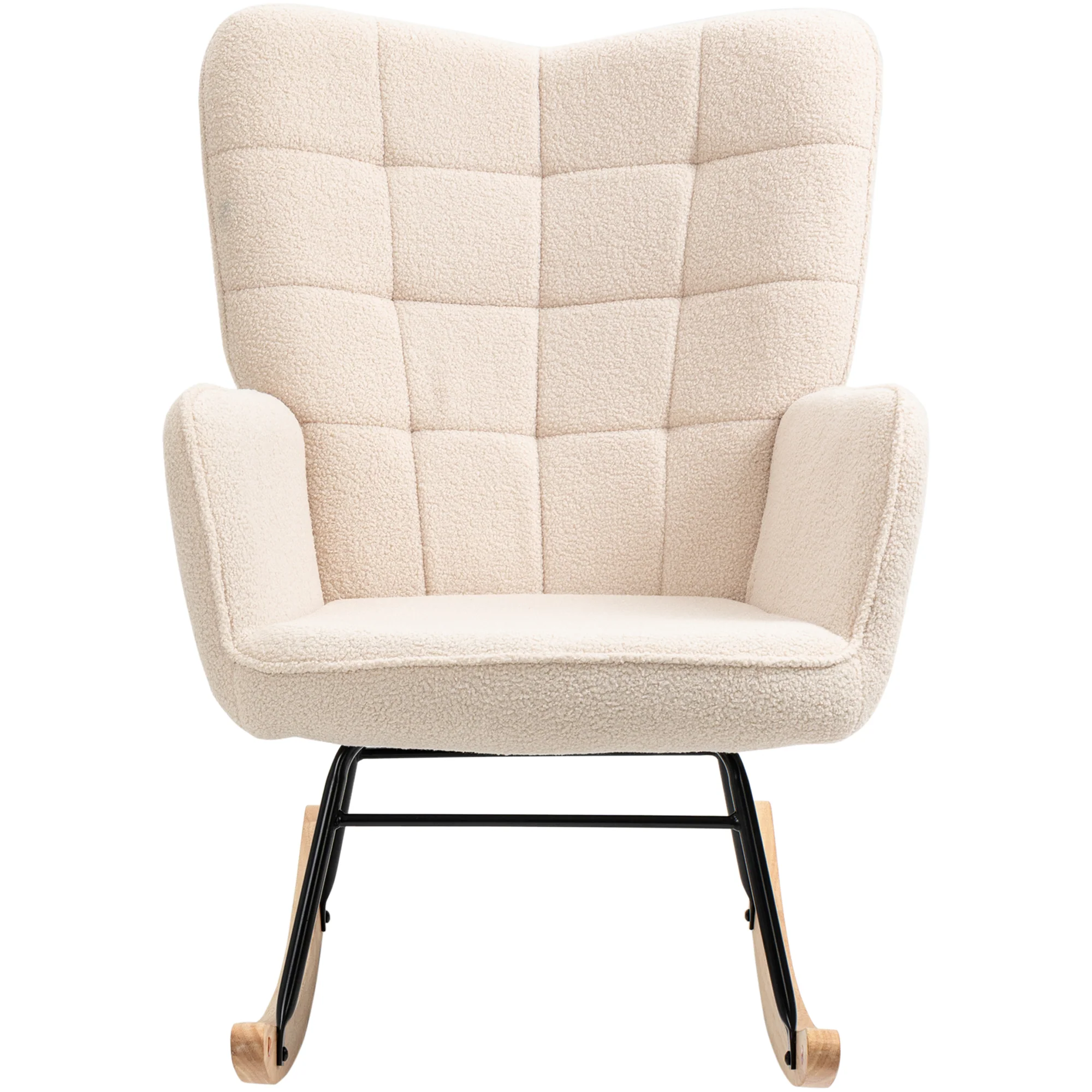 HOMCOM schommelstoel accentstoel tot 120 kg, polyester, beige