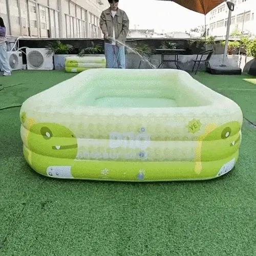 Aufblasbares Kinderplanschbecken mit Sonnendach und Dinosaurier Sprüher – UV-Schutz Pool für Kinder und Kleinkinder im Garten