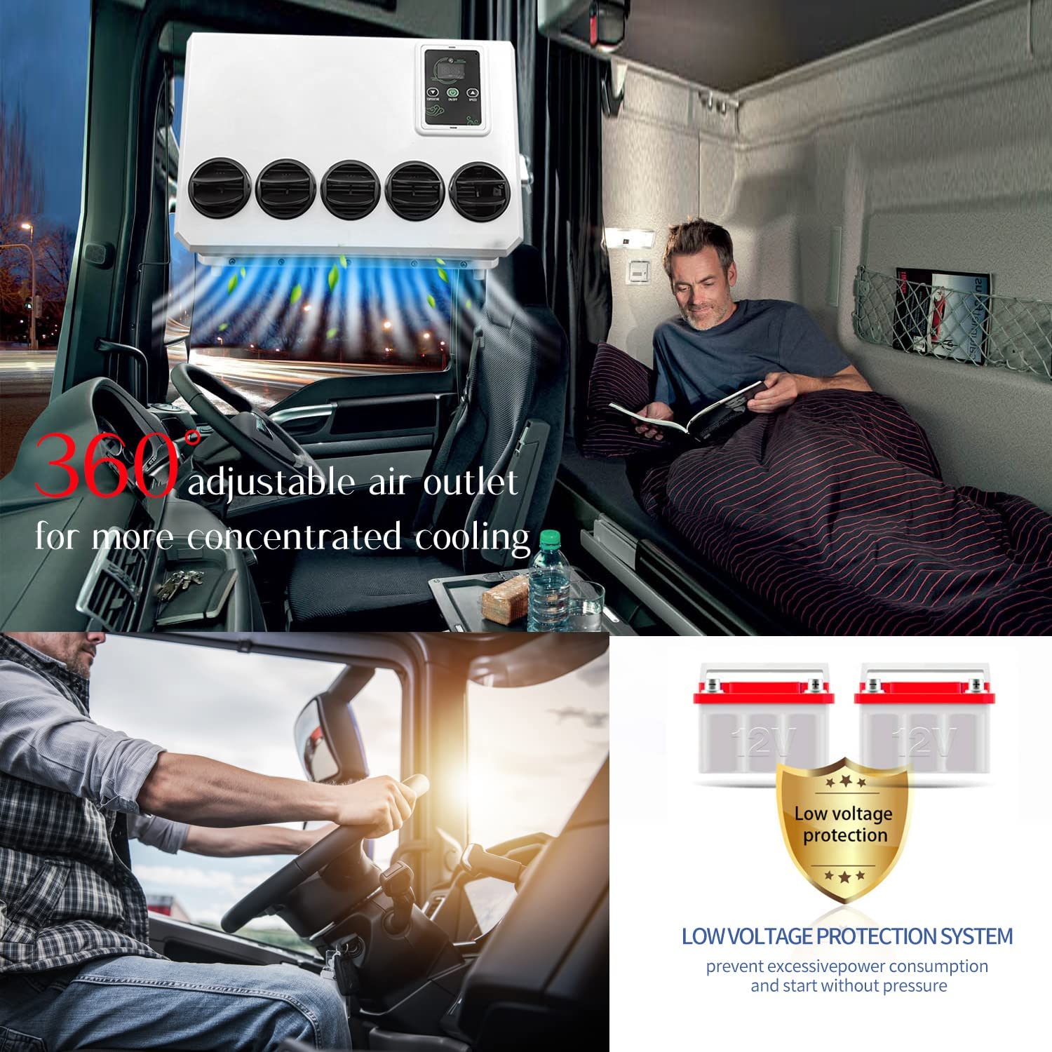 12 Volt DC RV-Klimaanlage, energieeffiziente Split-Einheit für Wohnmobil und Sattel-LKW-Kabinen-Kühlung