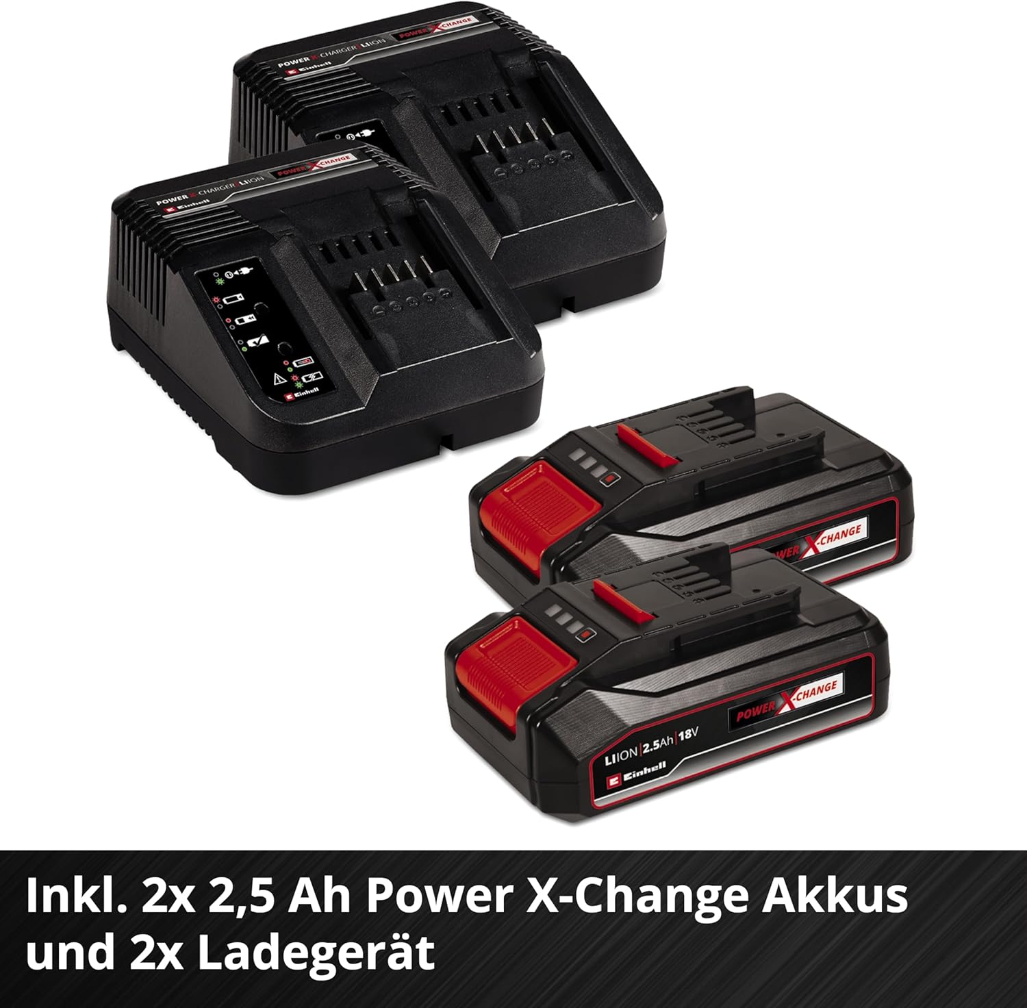 Einhell Akku-Rasenmäher GE-cm 36/33 Li Kit Power X-Change (36 V, 33cm Schnittbreite, bis 250 m2, 30L Fangkorb, 25-65 mm Schnitthöhe, inkl. 2X 2,5 Ah Akkus + 2X Ladegeräte)
