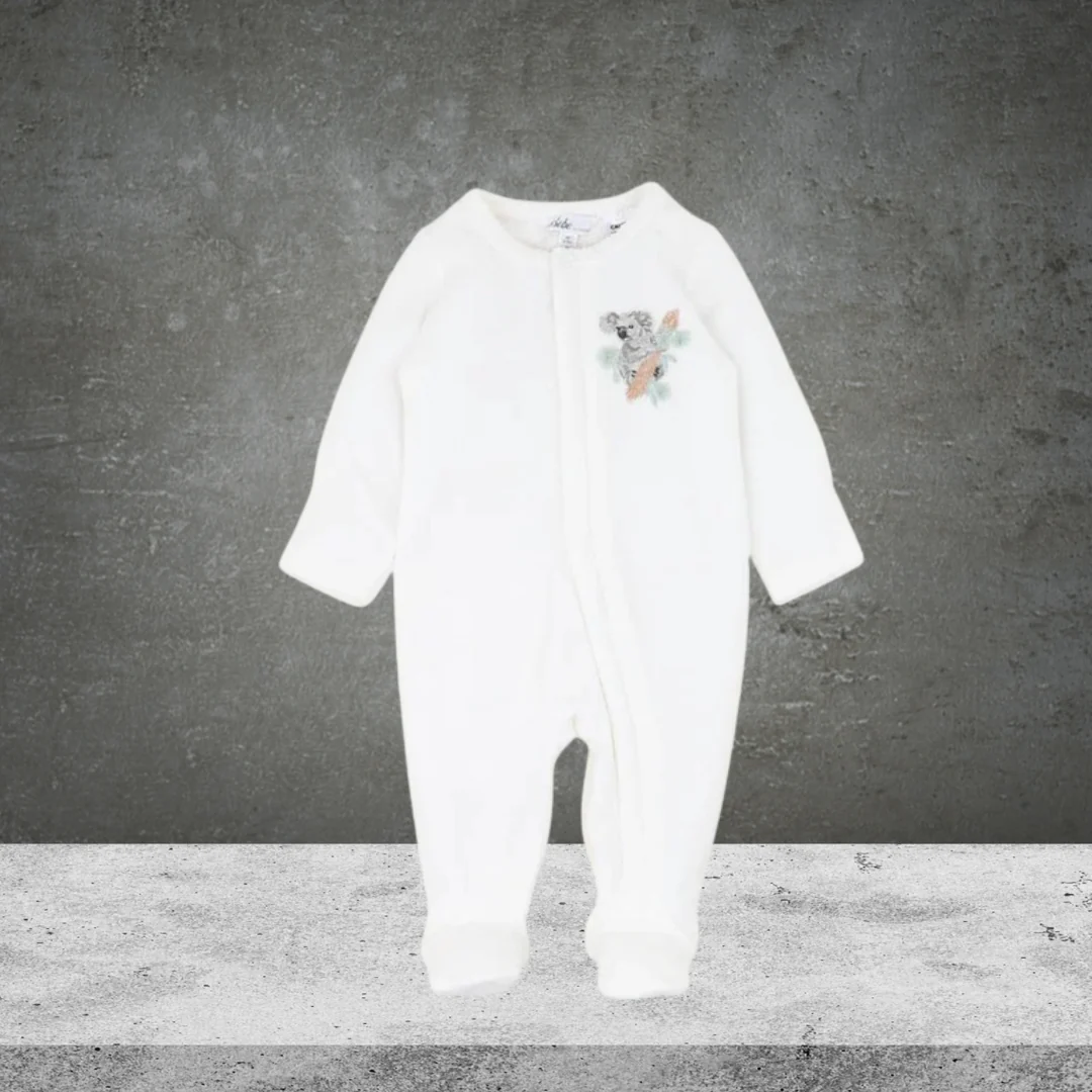Bebe By Minihaha Charlie Koala Velour Zip Onesie Snow White