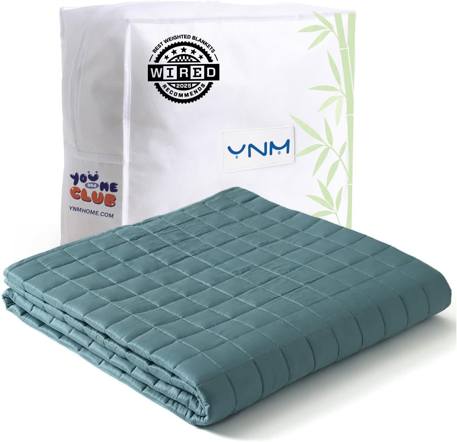 YnM Bamboo Weighted Blanket with Glass Beads, Sea Grass, 152cm x 203cm 9kg, Ideal for 80-95kg on Queen/King Bed