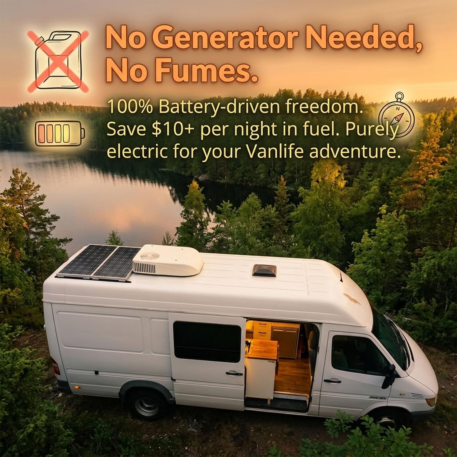 Batteriebetriebene RV-Klimaanlage, 12 V/24 V Gleichstrom, Dach, AC-Einheit für LKW, Camper, Van, Wohnmobil, 1800 W Kühlleistung, Inverter-Parkklimaanlage